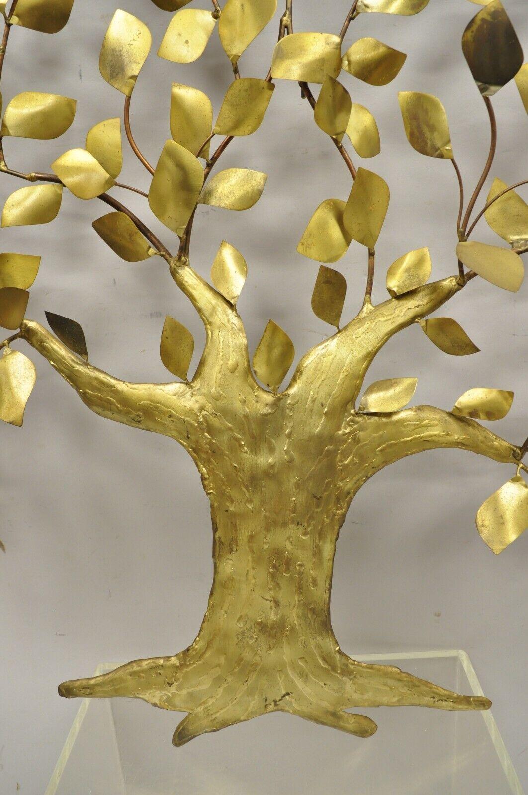 Bergasse Mid-Century Modern Brass Tree of Life Large Wall Art Sculpture In Good Condition For Sale In Philadelphia, PA