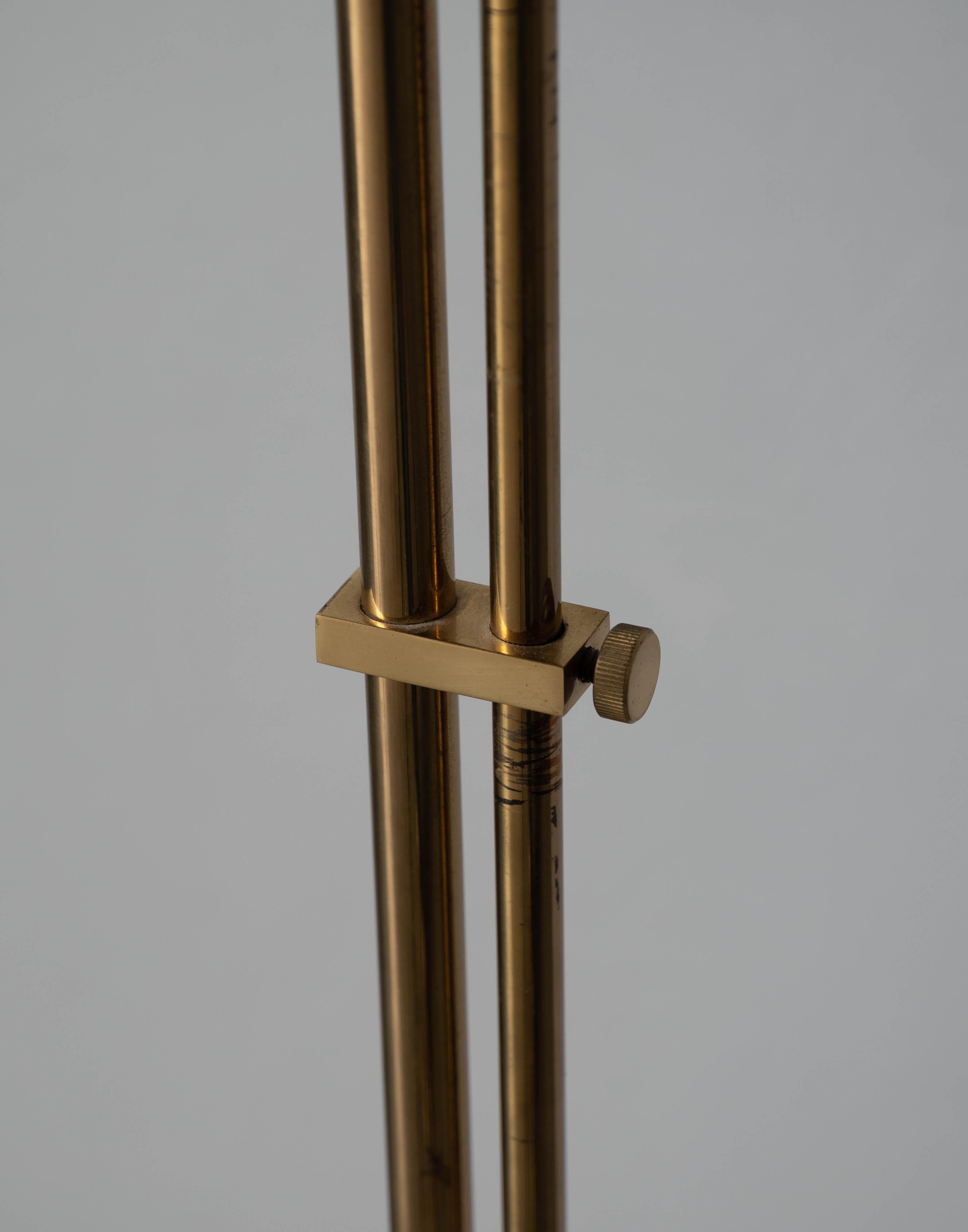 Mid-20th Century Bergboms, Adjustable Floor Lamp, Brass, Fabric, Sweden, 1960s