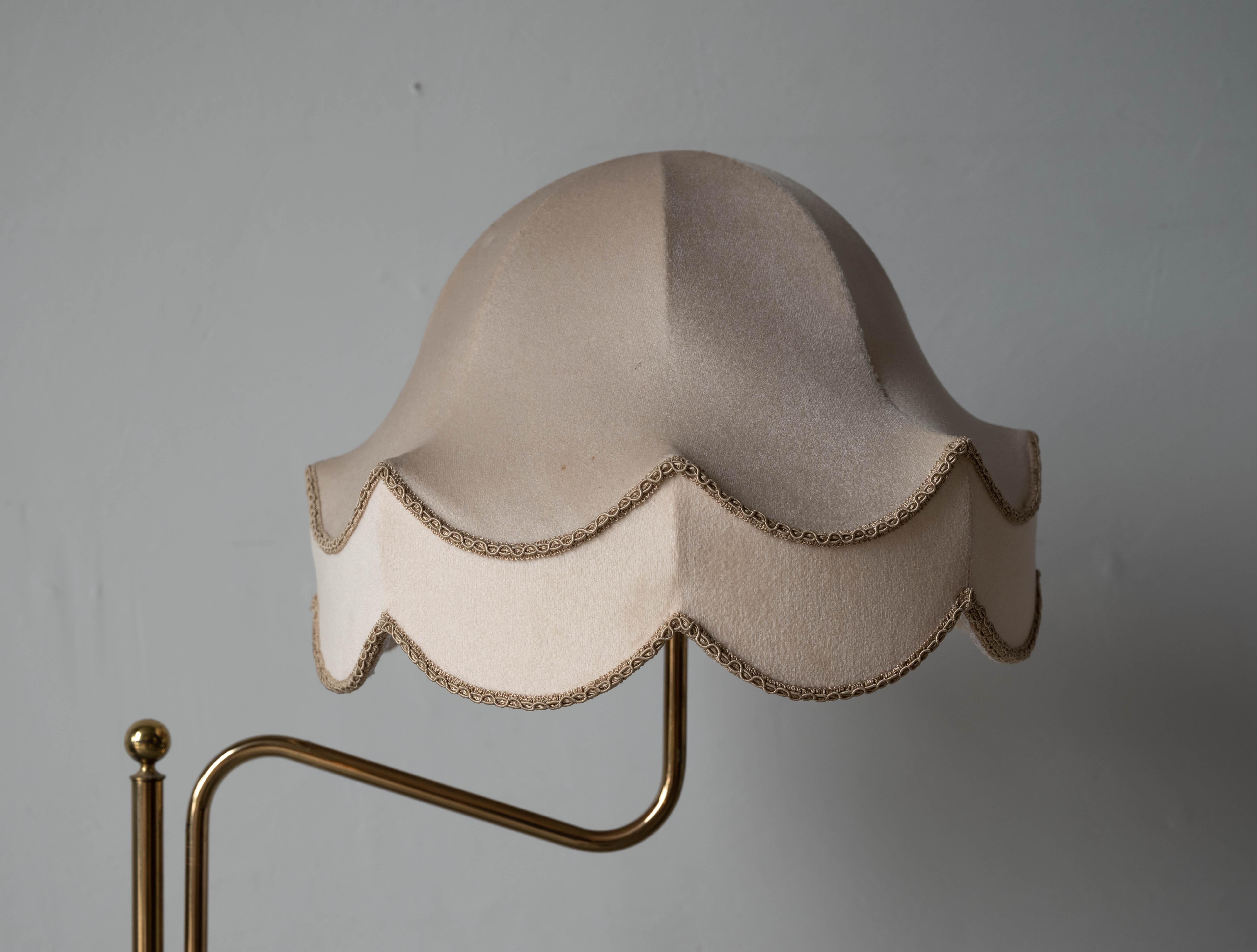 Bergboms, Adjustable Floor Lamp, Brass, Fabric, Sweden, 1960s 1
