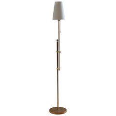 Bergboms, Adjustable Floor Lamp, Brass, Fabric, Sweden, 1970s
