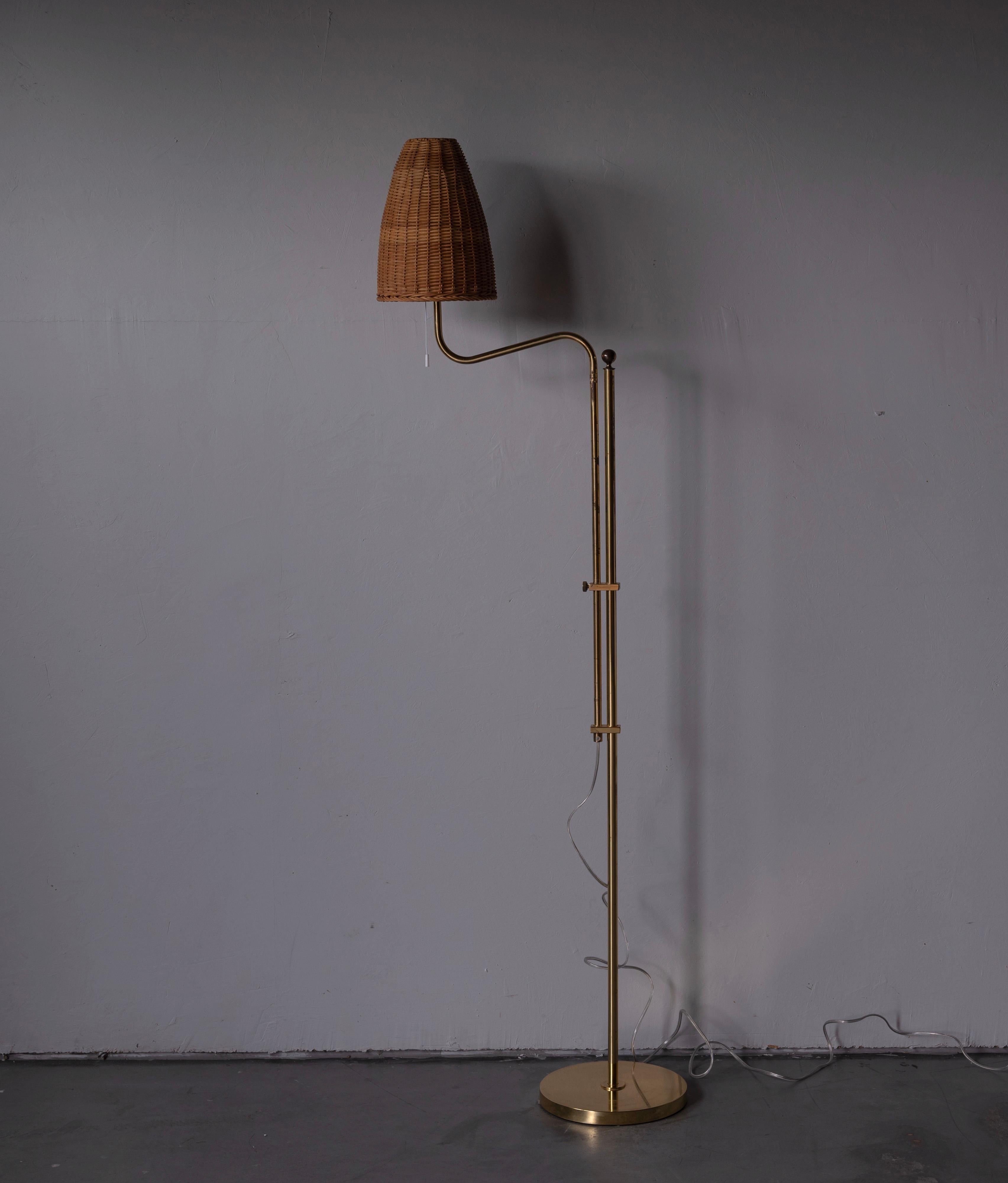 A floor lamp. Designed and produced by Bergboms, Sweden, c. 1970s. Assorted vintage rattan lampshade.

Other designers of the period include Paavo Tynell, Hans Bergström, Josef Frank, and Kaare Klint.