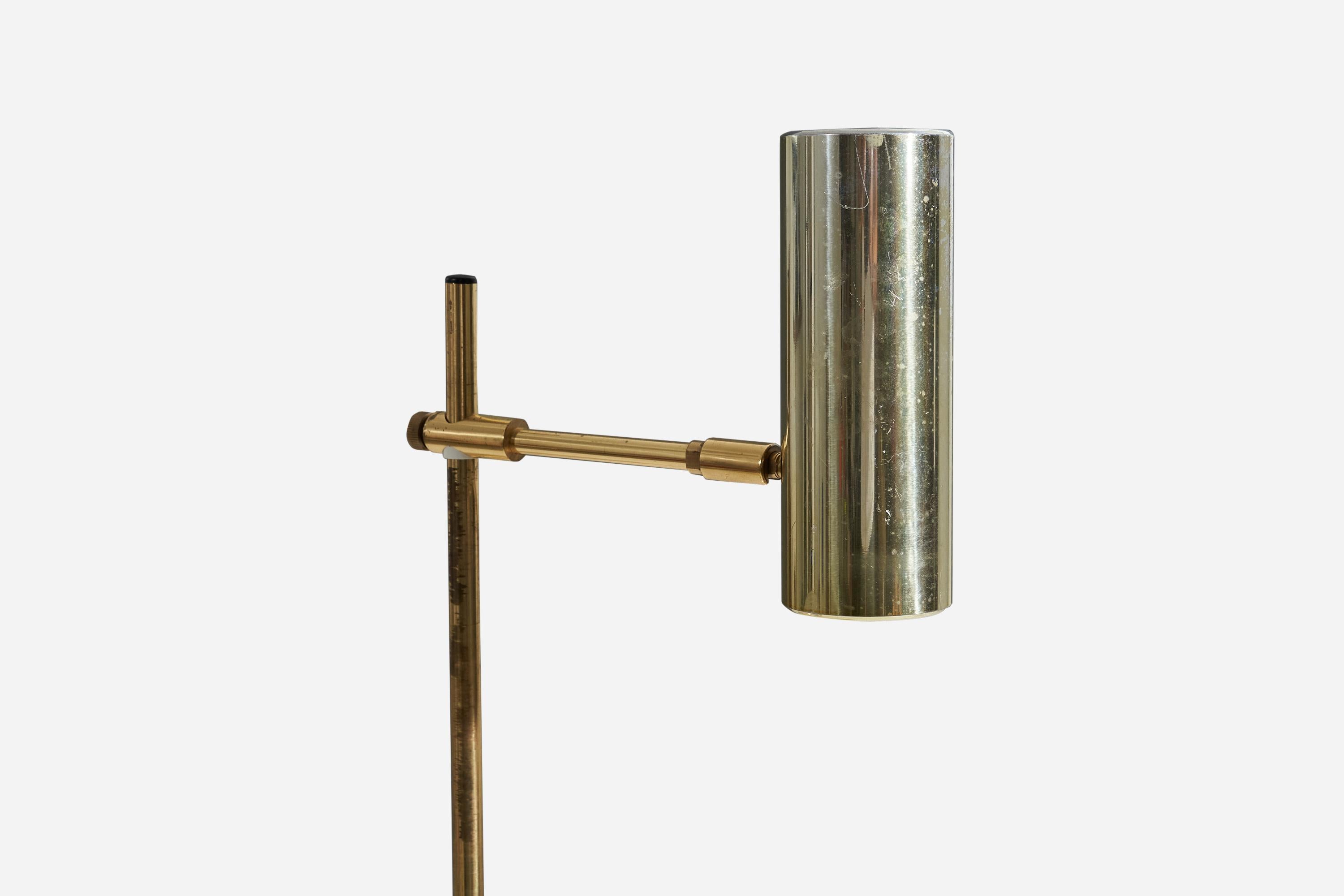 Mid-Century Modern Bergboms, Adjustable Floor Lamp, Brass, Sweden, 1970s For Sale