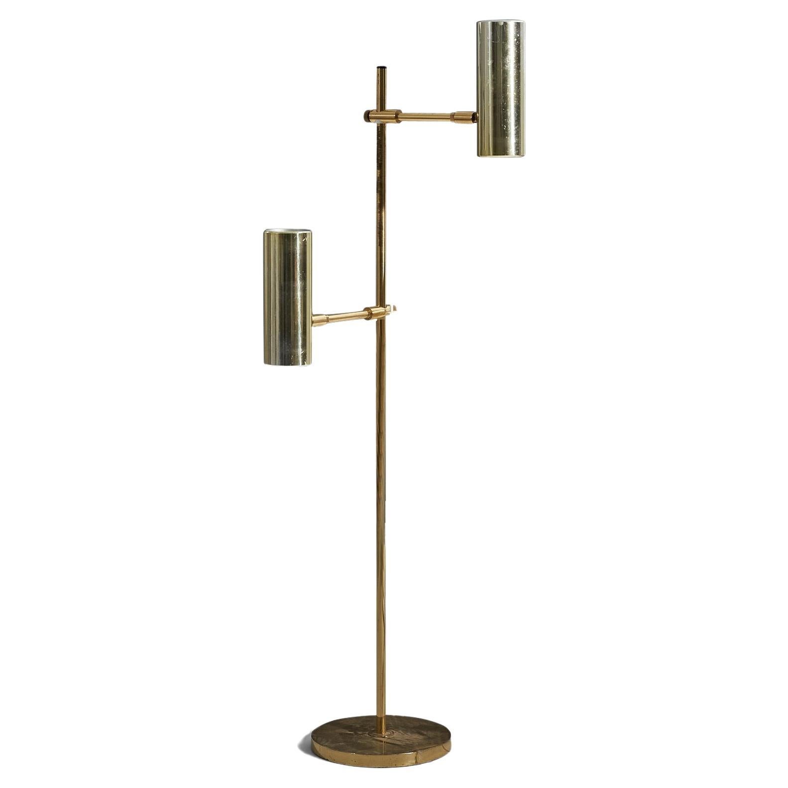 Bergboms, Adjustable Floor Lamp, Brass, Sweden, 1970s