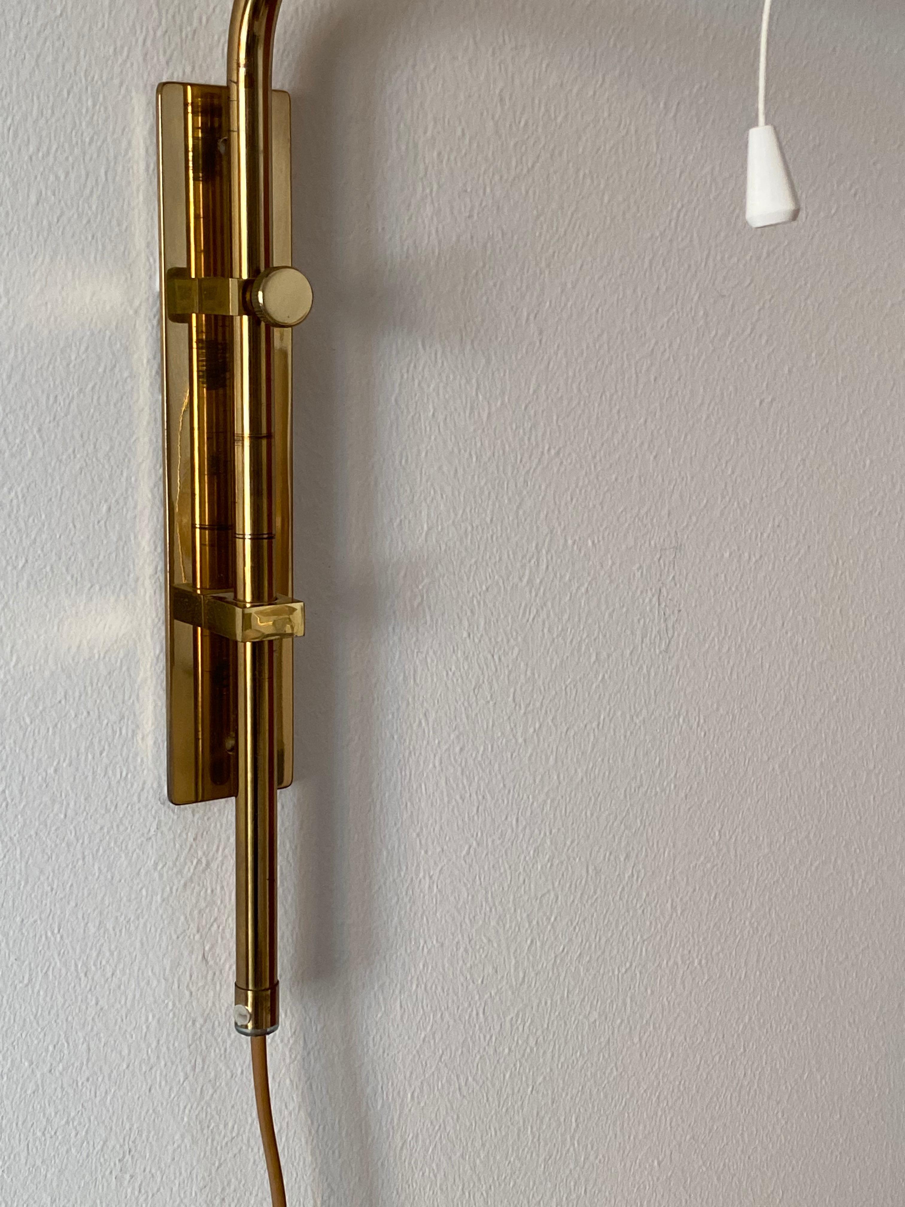 Mid-Century Modern Bergboms, Adjustable Wall Lights / Sconces, Brass, Fabric, Sweden, 1960s