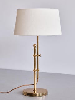 Lampada da tavolo regolabile in altezza Bergboms B-131 in ottone, Svezia, anni '50