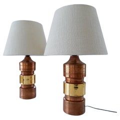 Bergboms Bitossi Vintage Table Lamps, Ceramic with Copper Glaze Sweden 1960s
