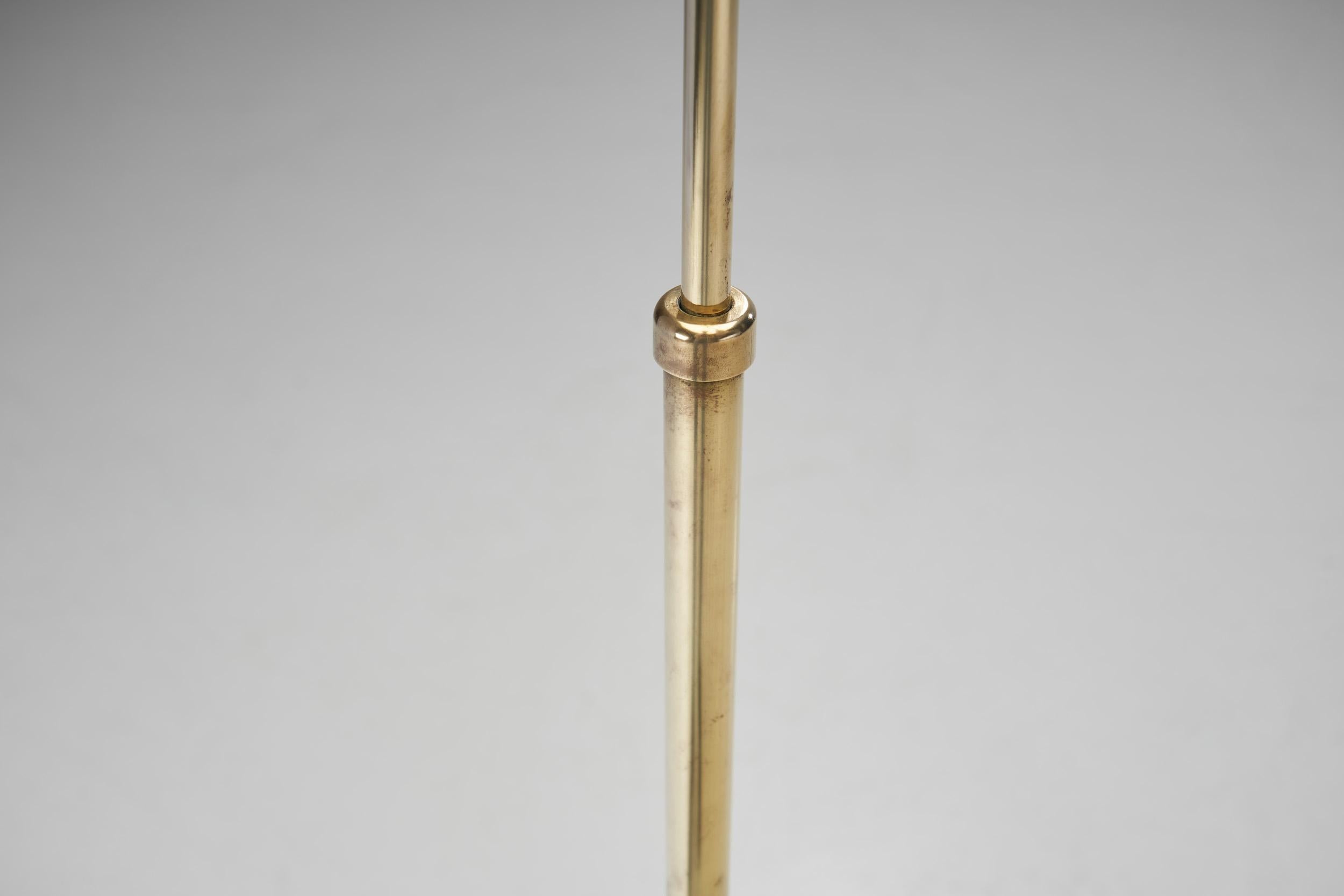 Bergboms Brass Floor Lamp with Upholstered Shade, Sweden, 1940s 11