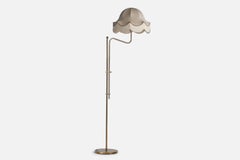 Bergboms, Stehlampe, Messing, Stoff, Schweden, 1960er Jahre