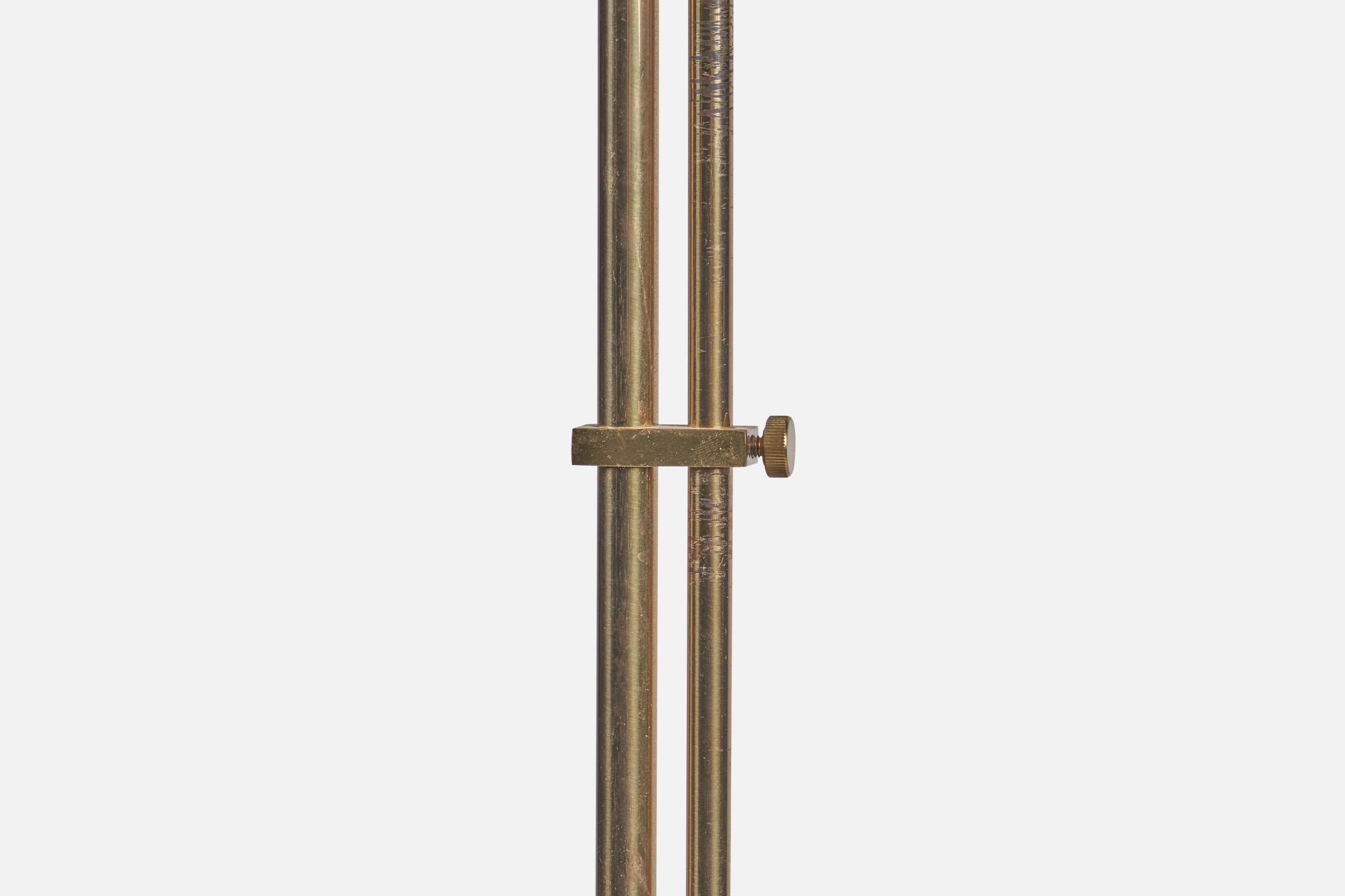 Bergboms, Floor Lamp, Brass, Fabric, Sweden, 1960s In Good Condition For Sale In High Point, NC