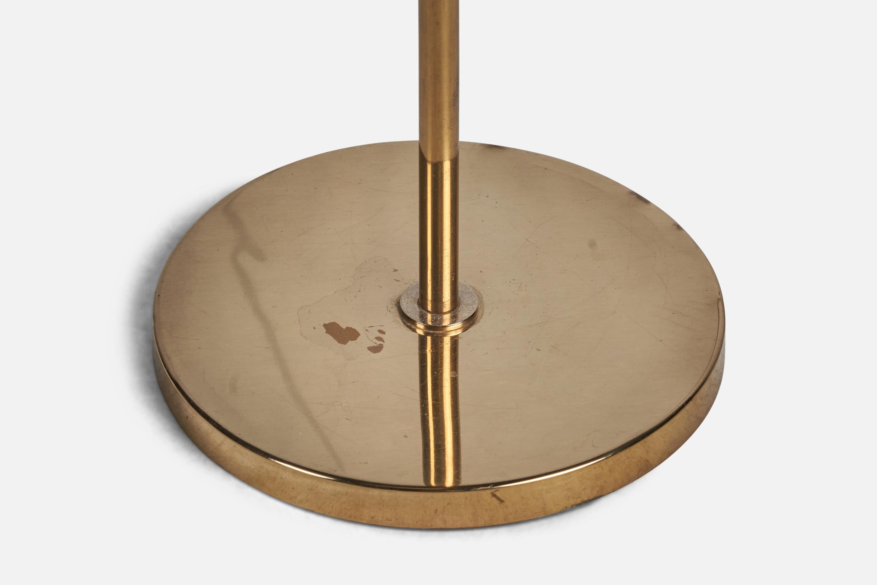 Mid-20th Century Bergboms, Floor Lamp, Brass, Fabric, Sweden, 1960s For Sale
