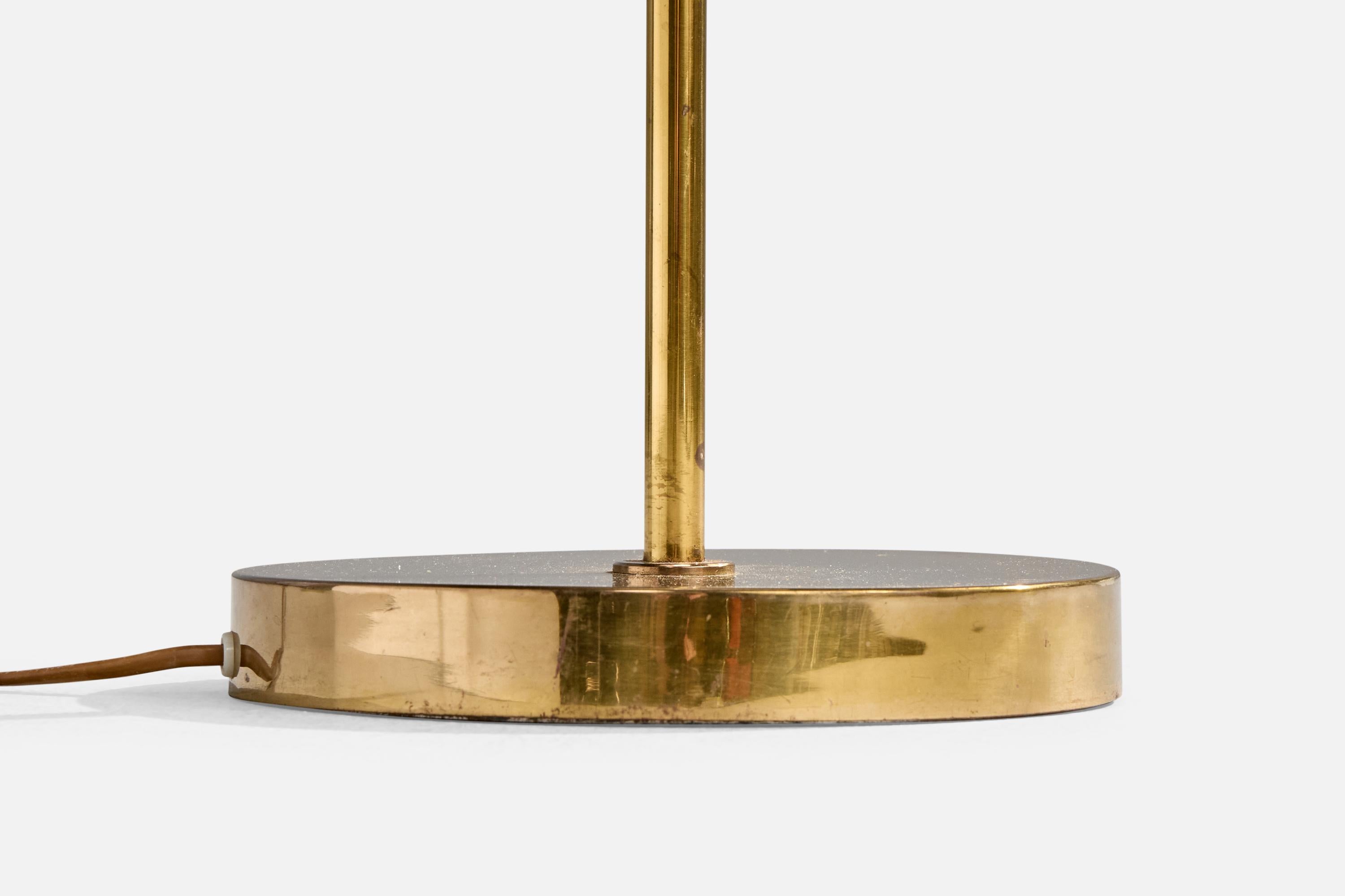 Bergboms, Floor Lamp, Brass, Fabric, Sweden, 1970s For Sale 4