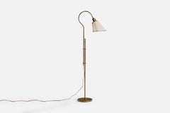 Bergboms, Floor Lamp, Brass, Fabric, Sweden, 1970s