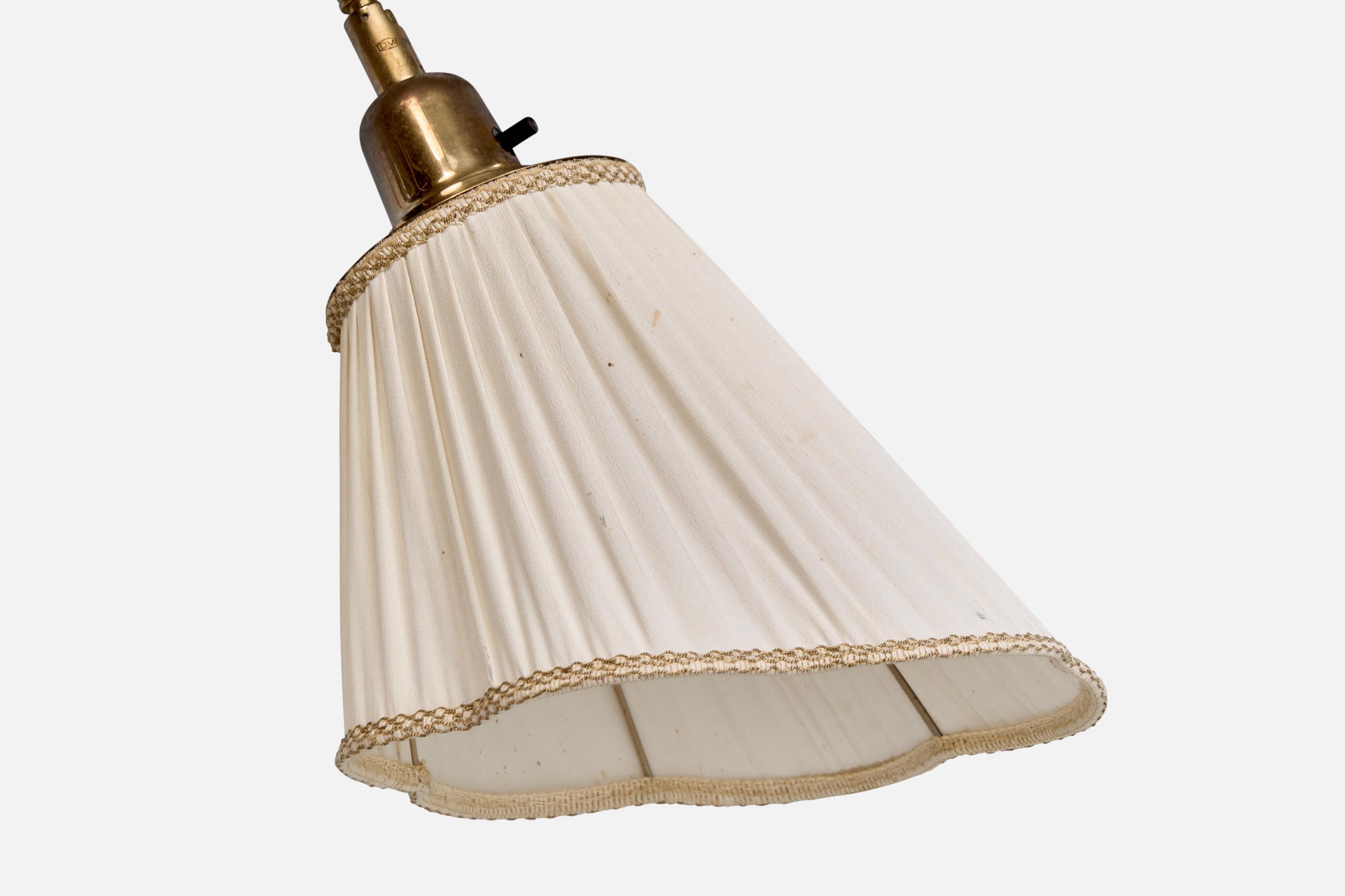 Suédois Bergboms, lampadaire, laiton, tissu, Suède, années 1970 en vente