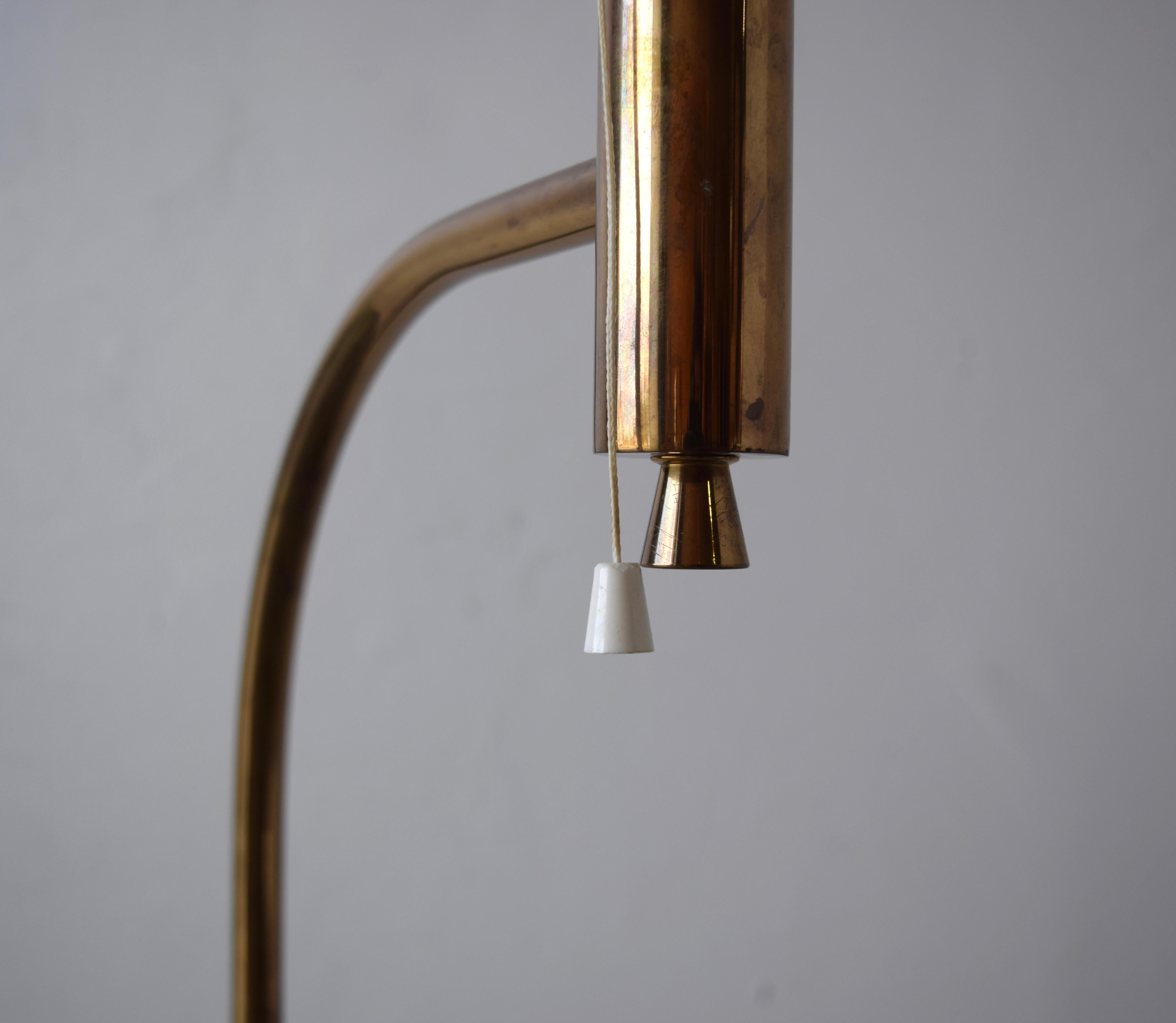 Bergboms, Floor Lamp, Brass, Fabric, Sweden, 1970s In Good Condition In High Point, NC