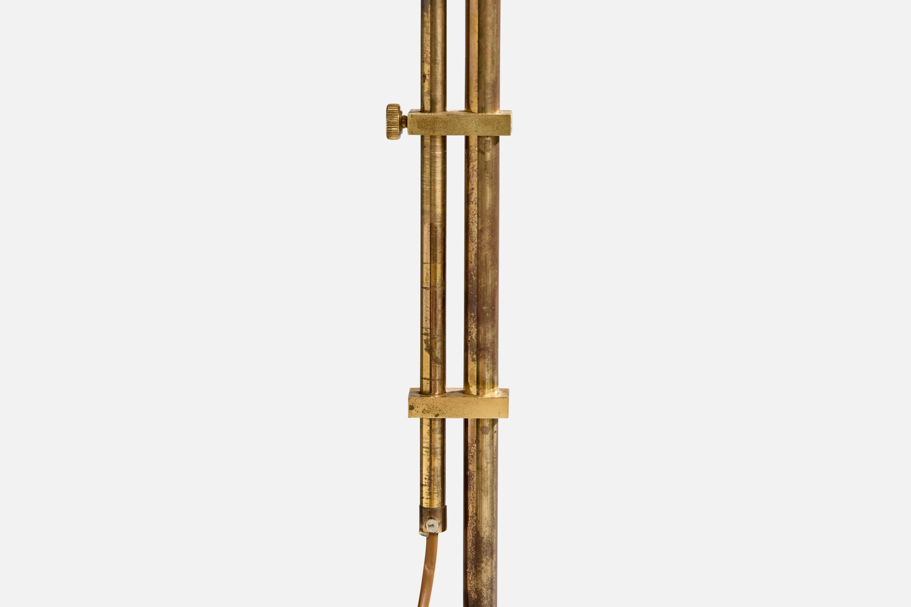 Bergboms, Floor Lamp, Brass, Fabric, Sweden, 1970s For Sale 1