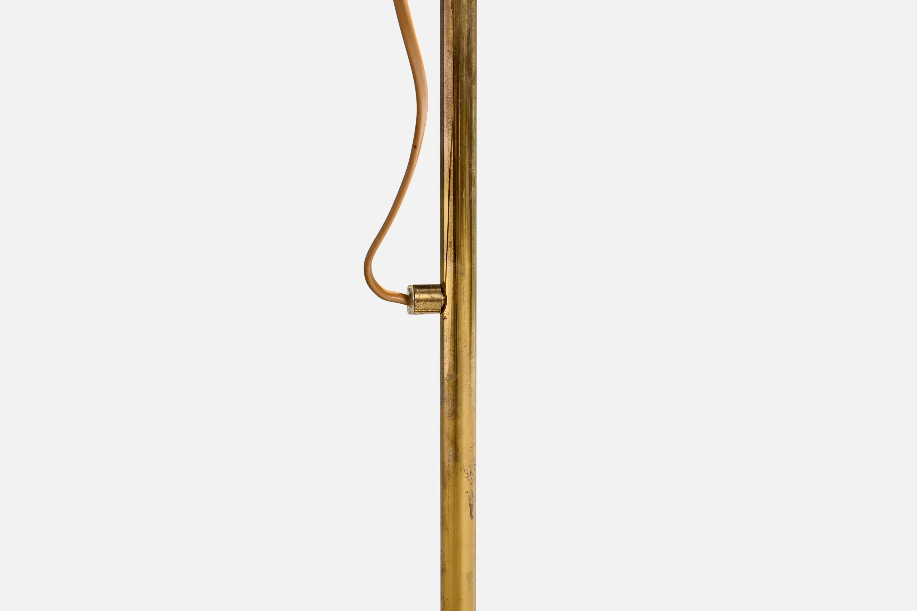 Bergboms, Floor Lamp, Brass, Fabric, Sweden, 1970s For Sale 2