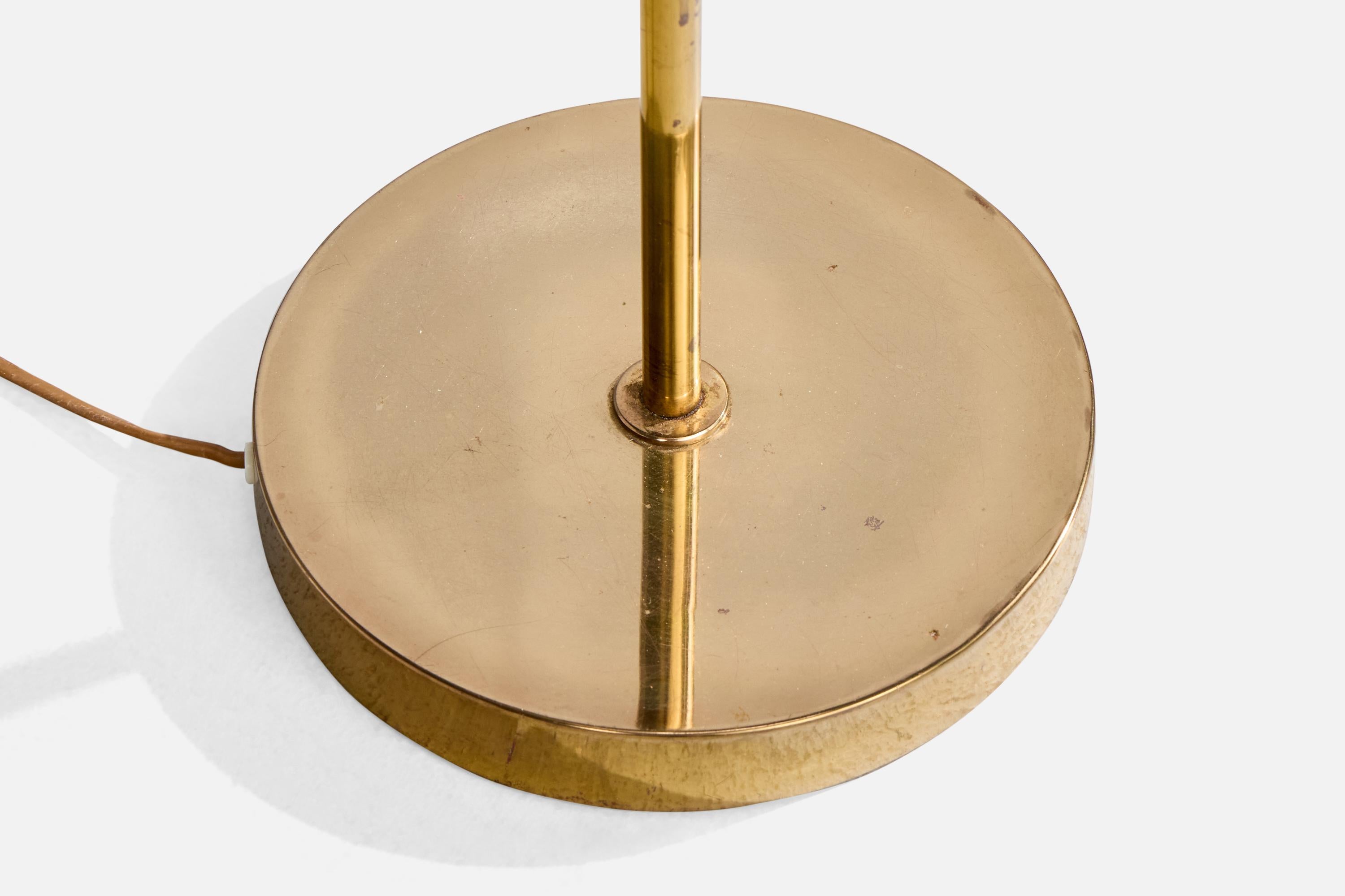 Bergboms, Floor Lamp, Brass, Fabric, Sweden, 1970s For Sale 3