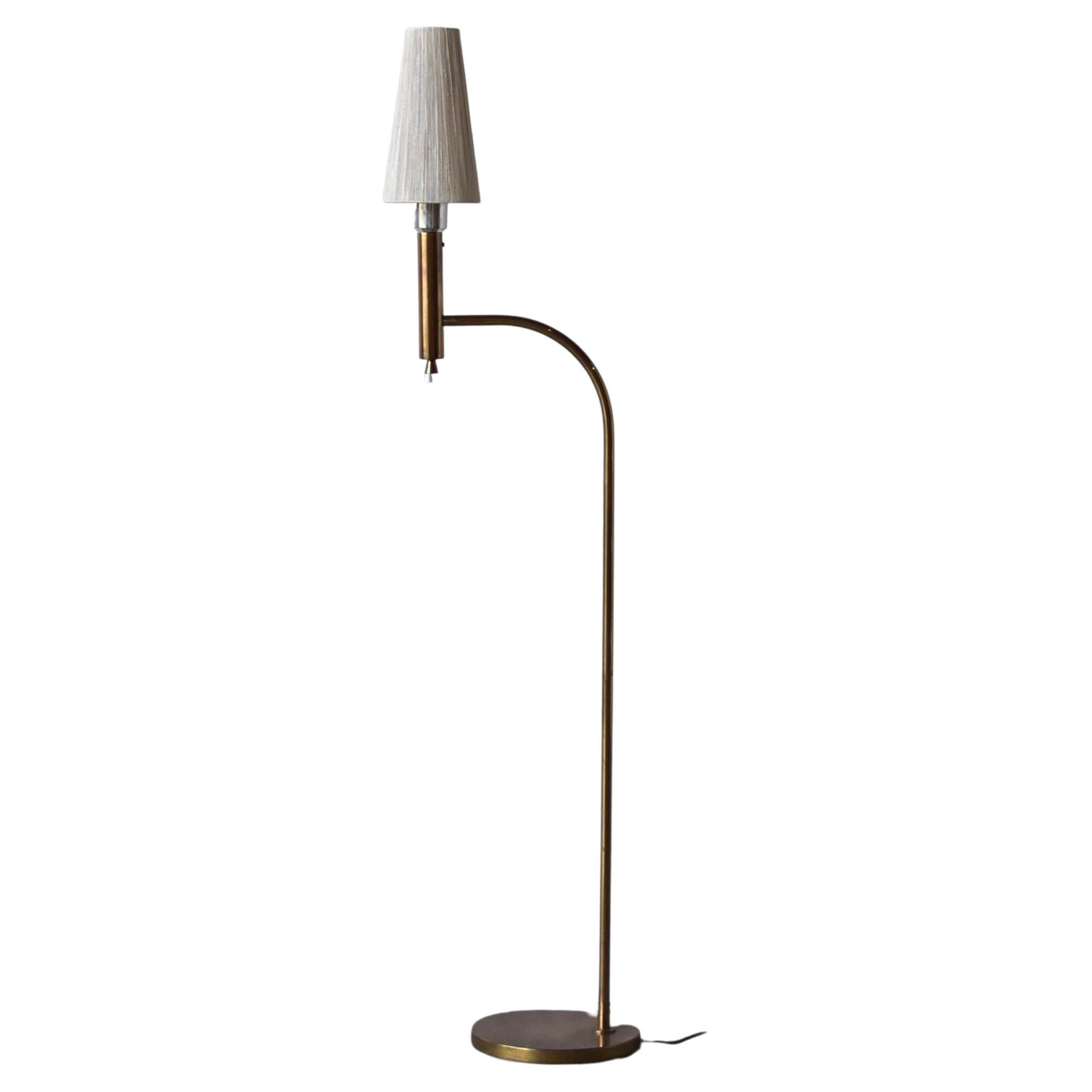 Bergboms, Floor Lamp, Brass, Fabric, Sweden, 1970s