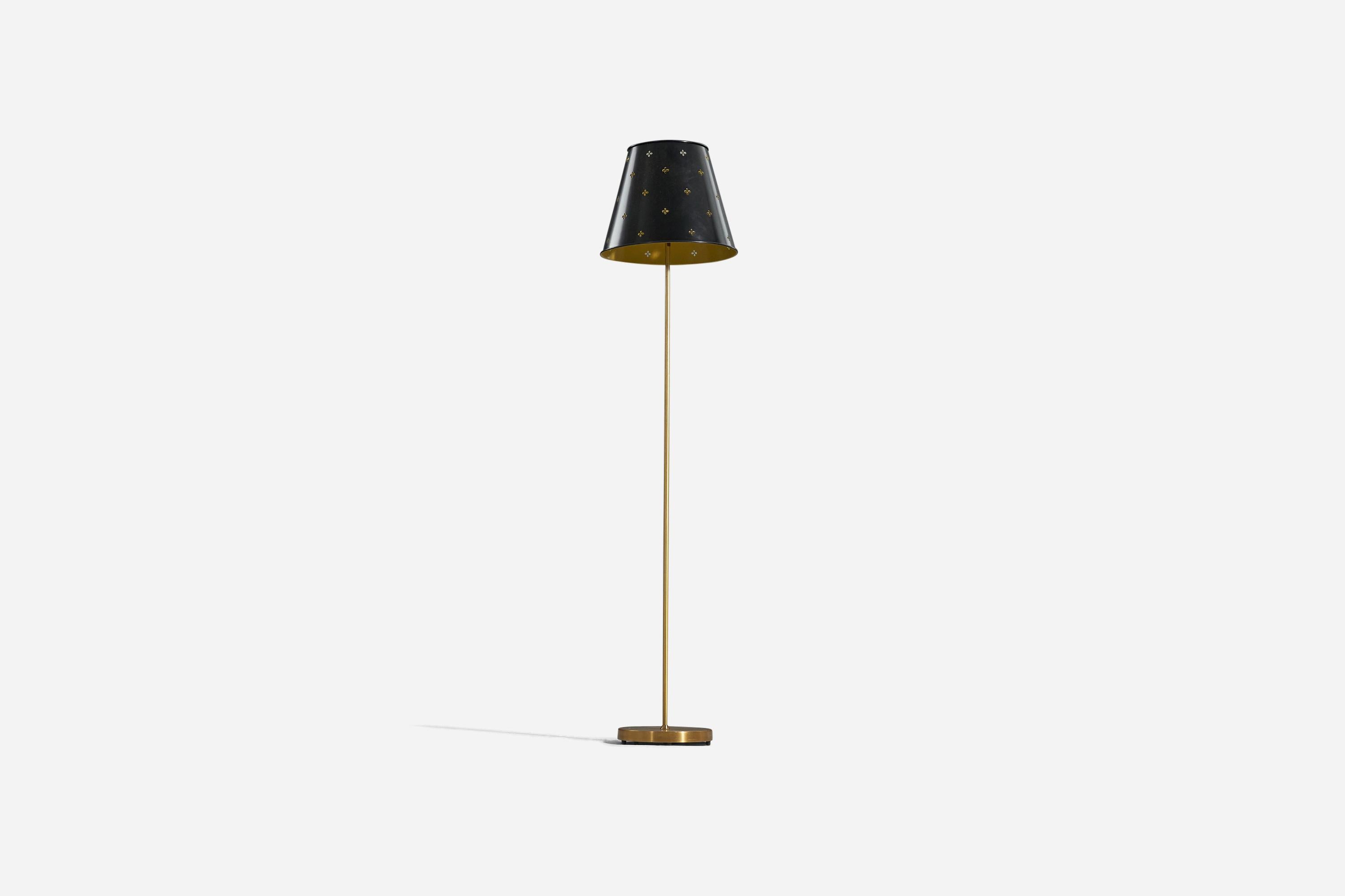 Mid-20th Century Bergboms, Floor Lamp, Brass, Metal, Sweden, 1960s