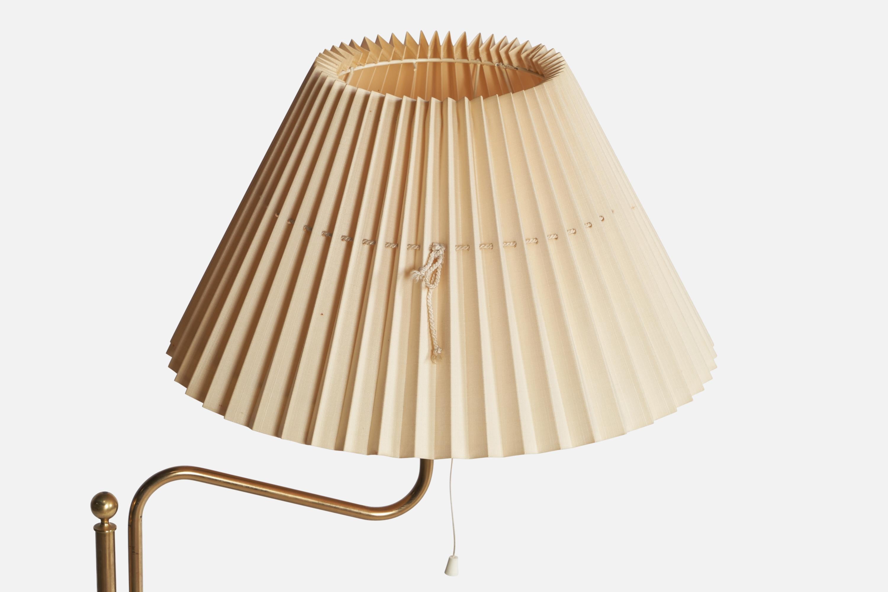 Swedish Bergboms, Floor Lamp, Brass, Paper, Sweden, 1960s For Sale