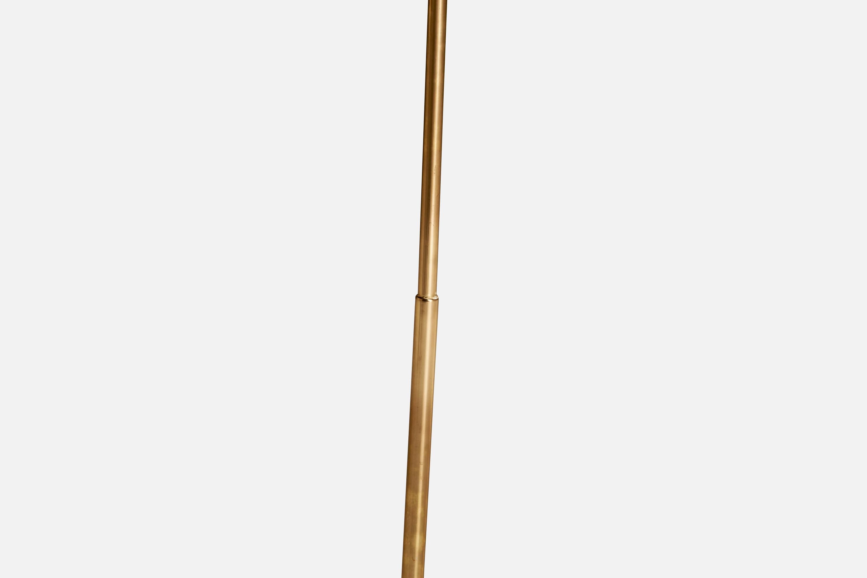 Swedish Bergboms. Floor Lamp, Brass, Paper, Sweden, 1960s For Sale
