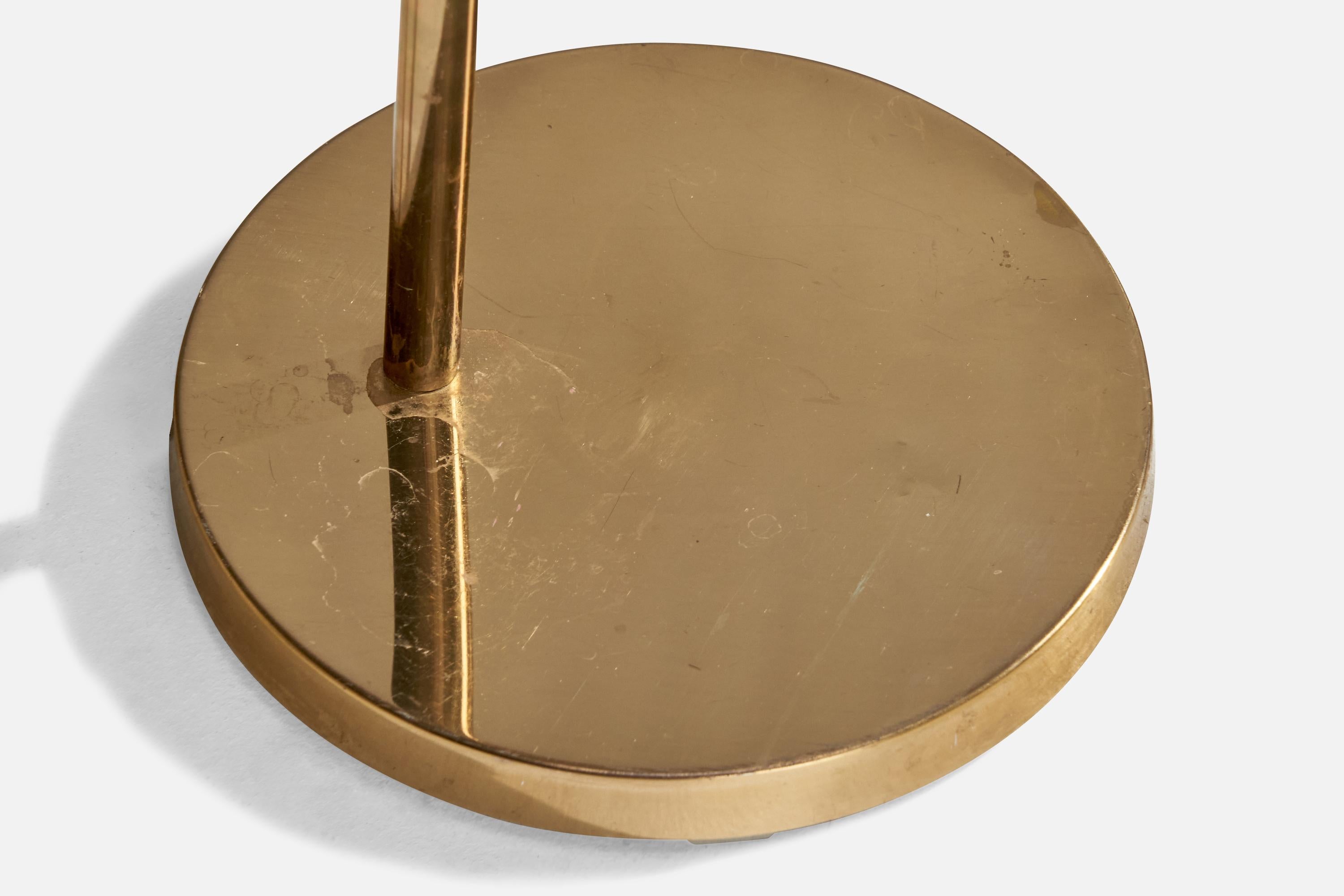 Bergboms. Floor Lamp, Brass, Paper, Sweden, 1960s In Good Condition For Sale In High Point, NC