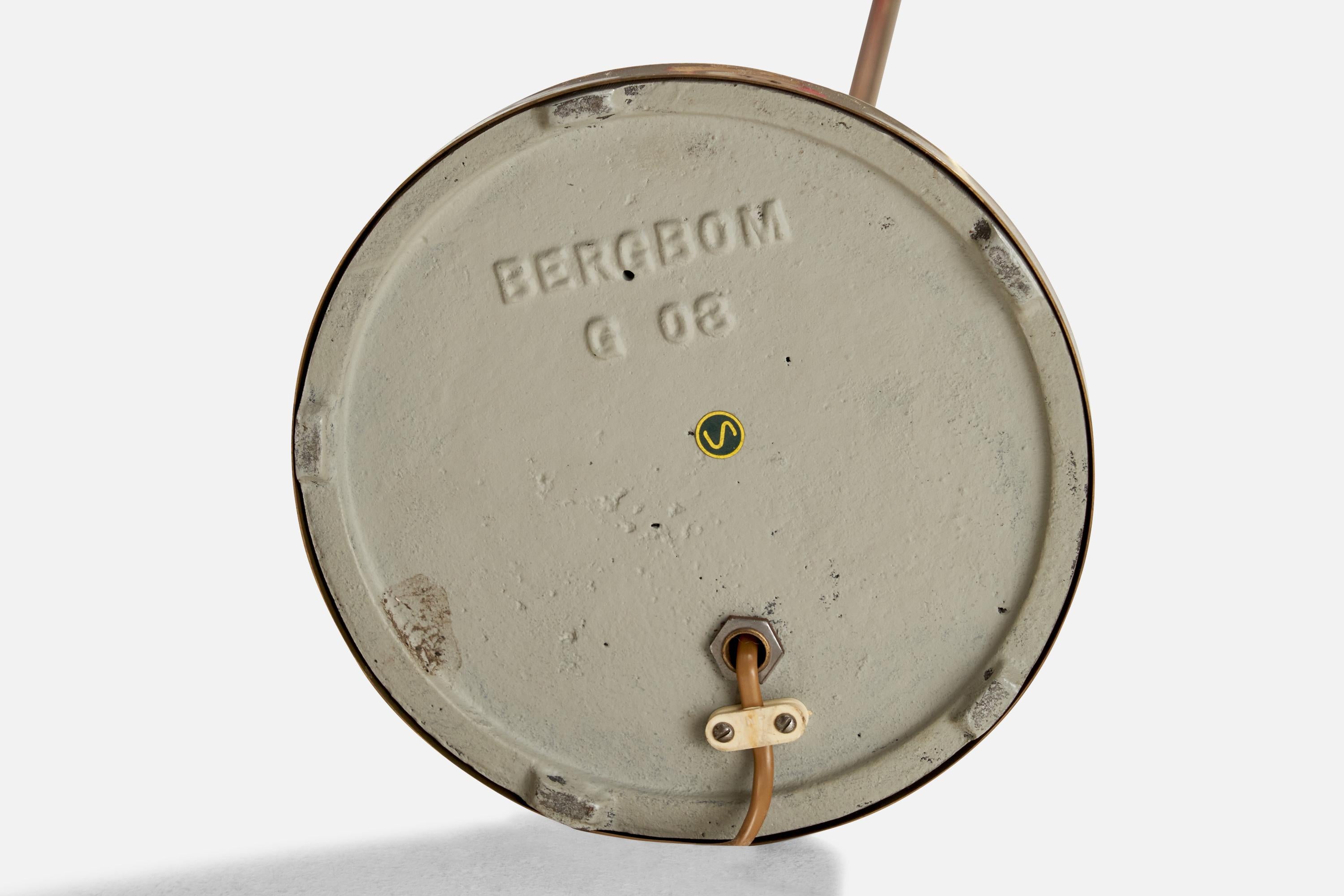 Bergboms. Floor Lamp, Brass, Paper, Sweden, 1960s For Sale 1