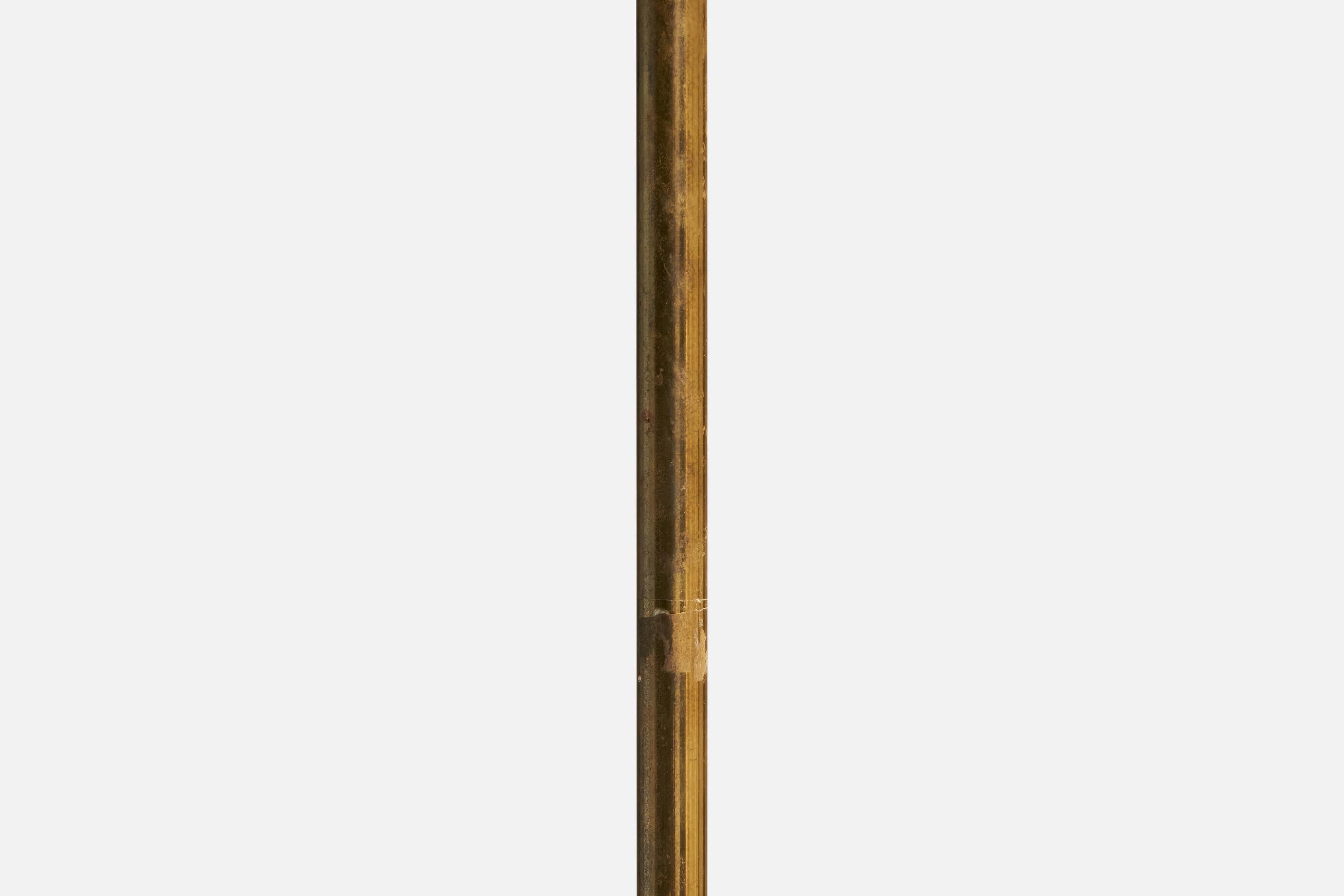 Bergboms, Lampada da terra, Ottone, Teak, Tessuto, Svezia, anni '50 In condizioni buone in vendita a High Point, NC