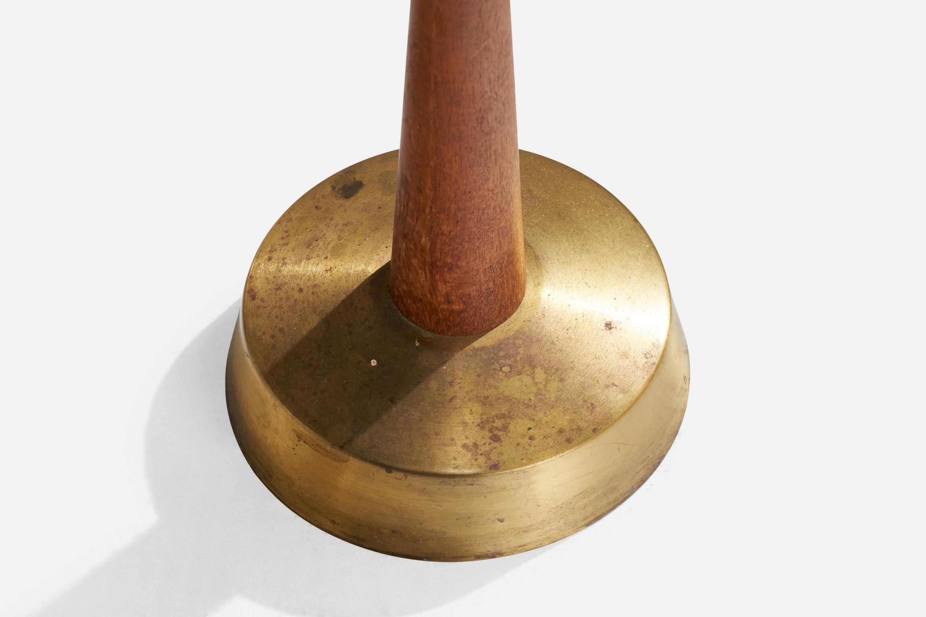 Bergboms, Lampada da terra, Ottone, Teak, Tessuto, Svezia, anni '50 in vendita 1