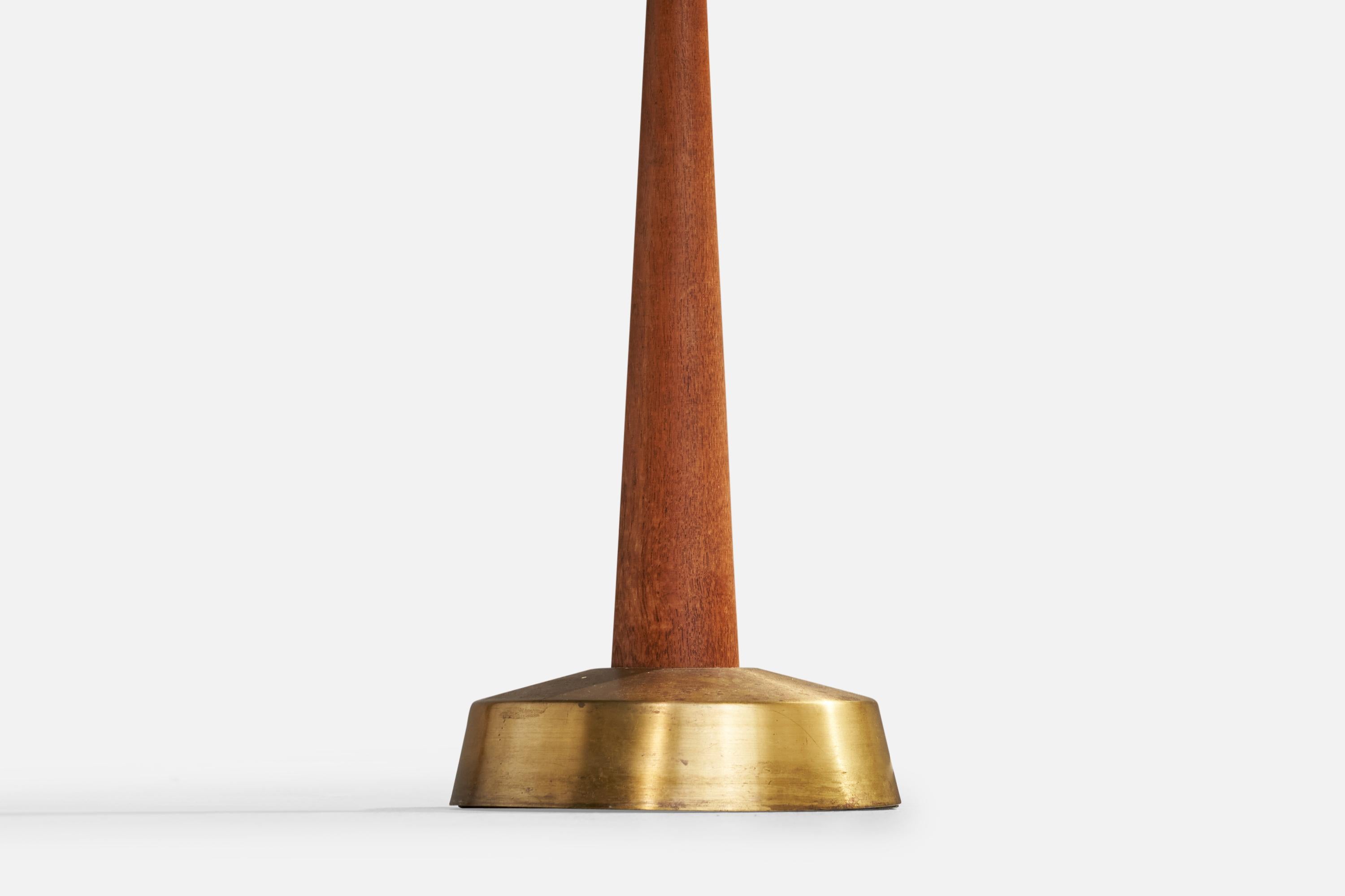 Bergboms, Lampada da terra, Ottone, Teak, Tessuto, Svezia, anni '50 in vendita 2