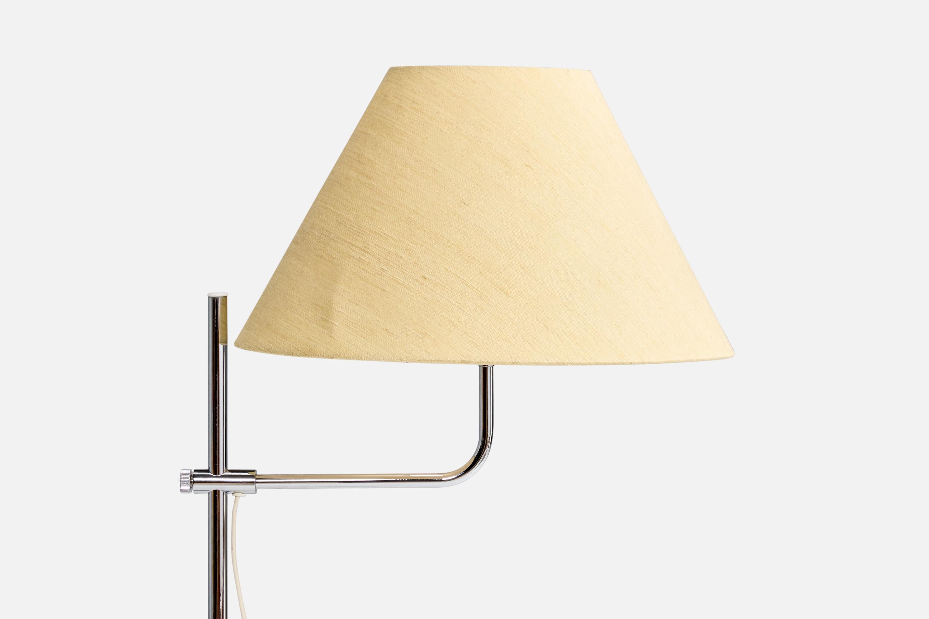 Mid-Century Modern Bergboms, lampadaire, chrome, tissu, Suède, 1970 en vente