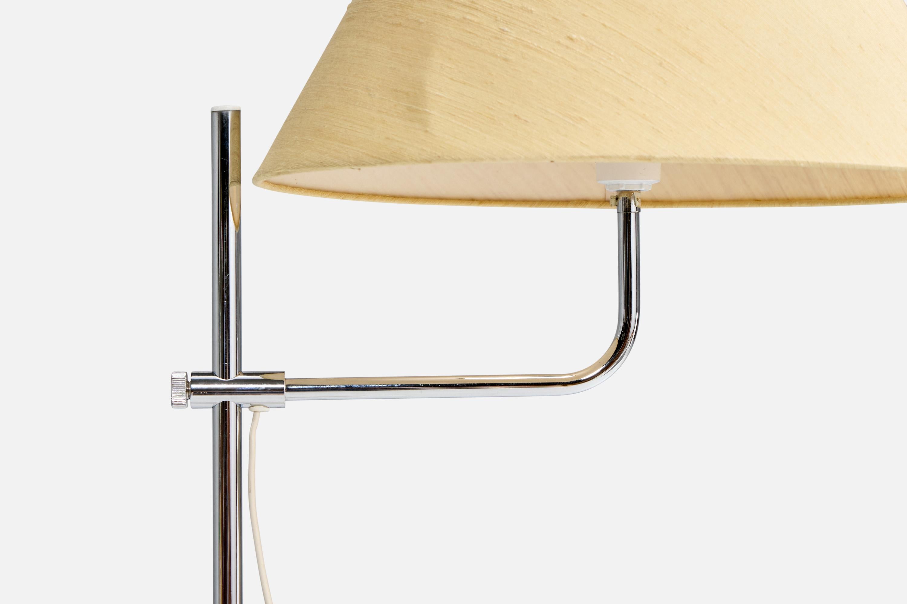 Bergboms, lampadaire, chrome, tissu, Suède, 1970 Bon état - En vente à High Point, NC
