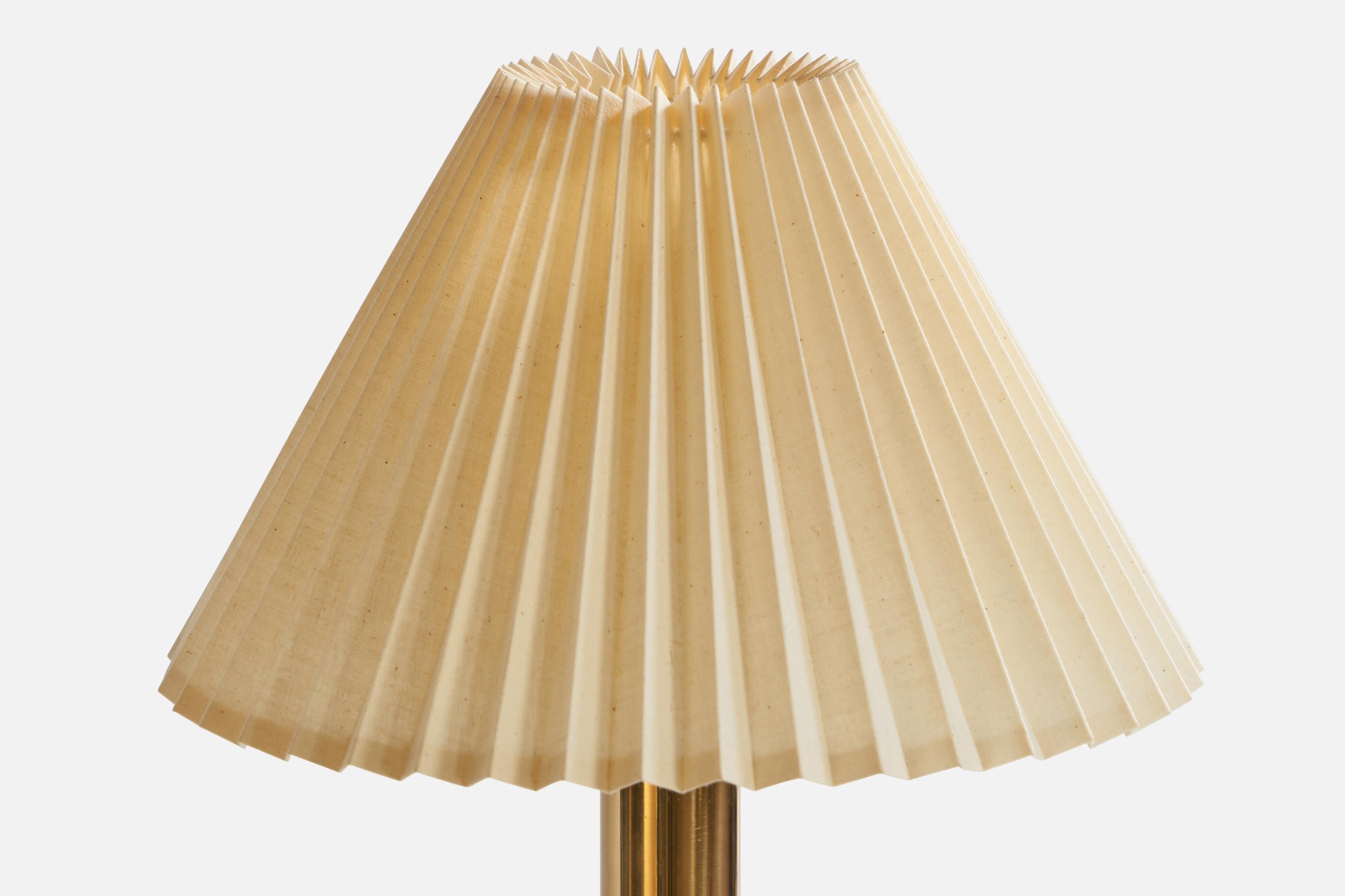 Bergboms, Floor Lamps, Brass, Fabric, Sweden, 1960s In Good Condition For Sale In High Point, NC