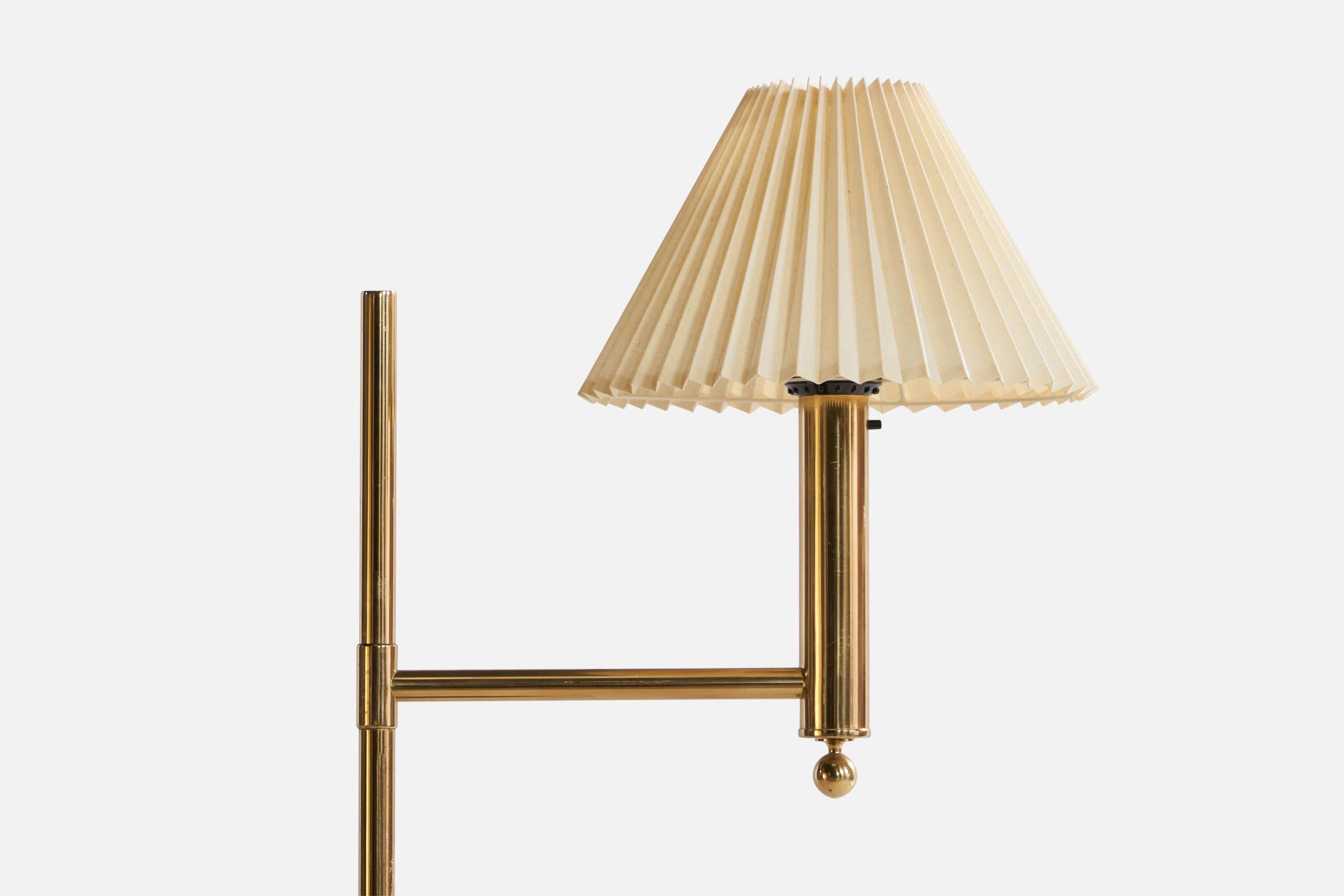 Mid-20th Century Bergboms, Floor Lamps, Brass, Fabric, Sweden, 1960s For Sale