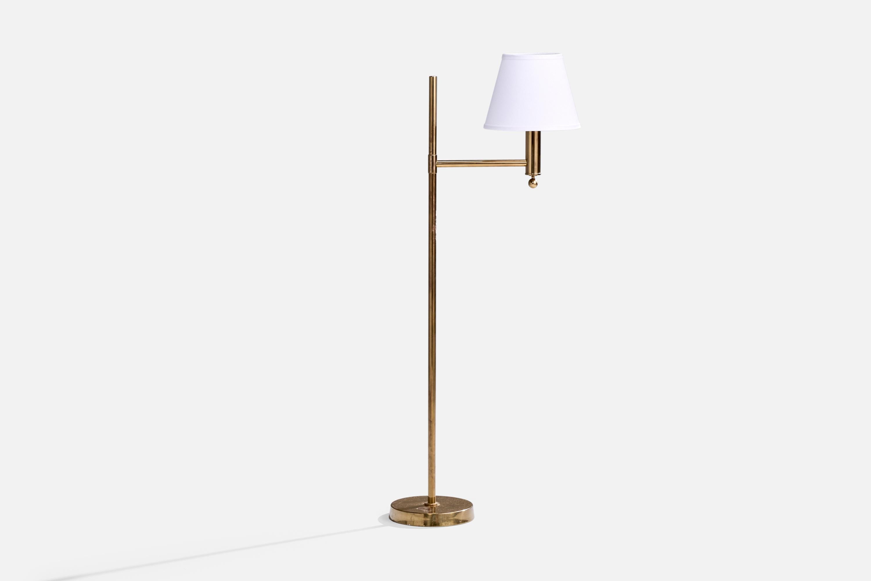 Bergboms, Floor Lamps, Brass, Fabric, Sweden, 1970s For Sale 4