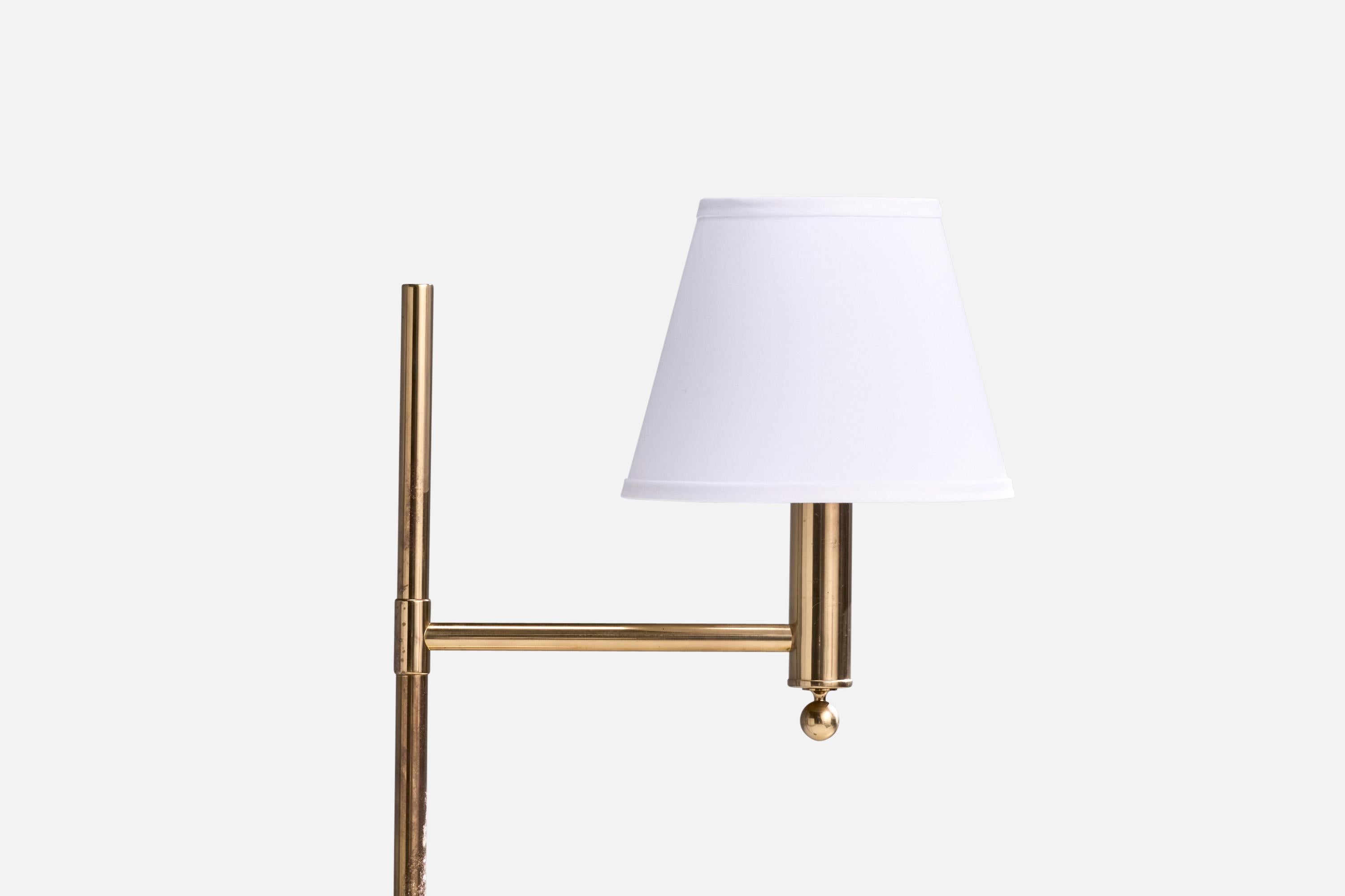Bergboms, Floor Lamps, Brass, Fabric, Sweden, 1970s For Sale 5