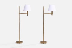 Bergboms, Floor Lamps, Brass, Fabric, Sweden, 1970s