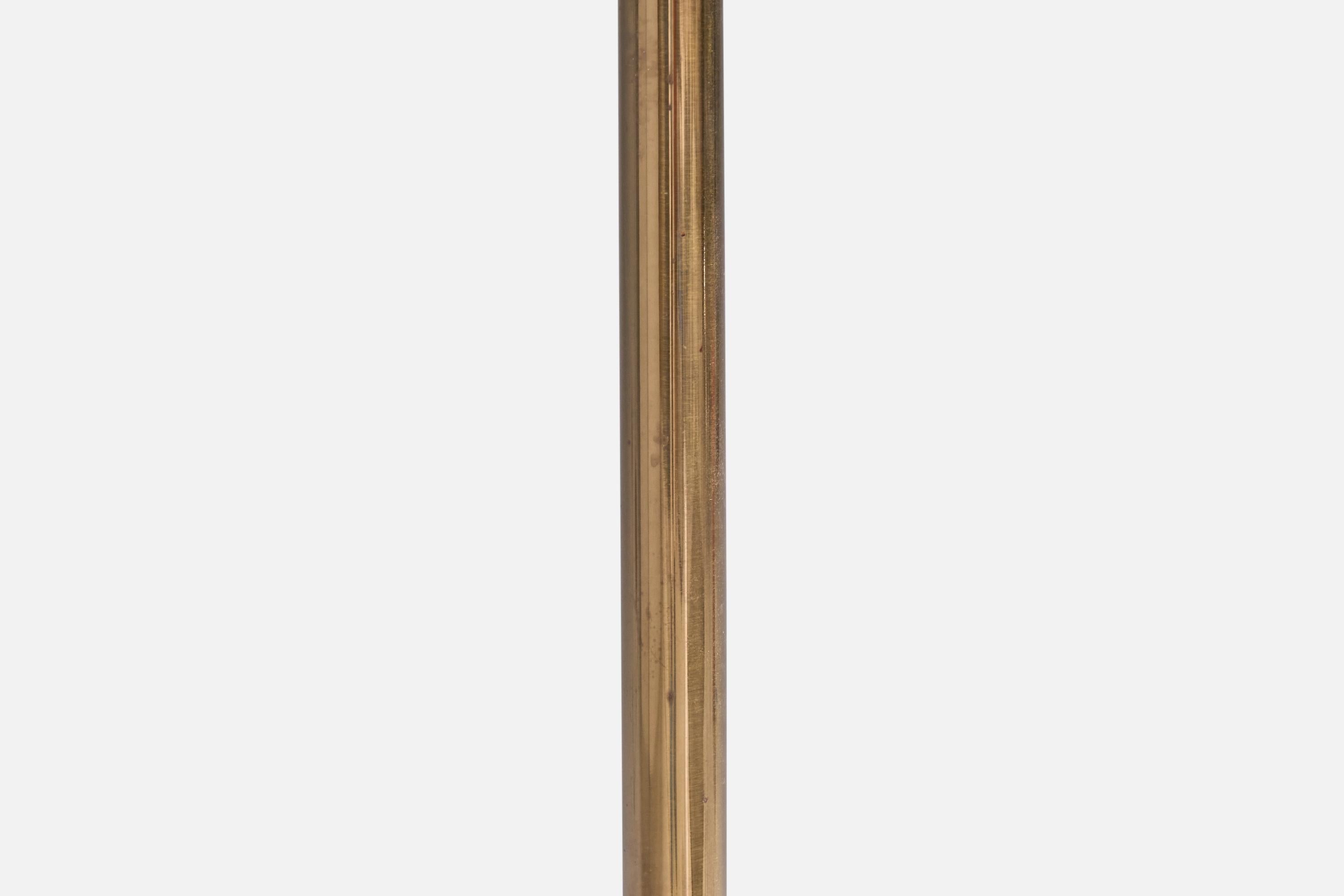 Swedish Bergboms, Floor Lamps, Brass, Fabric, Sweden, 1970s For Sale