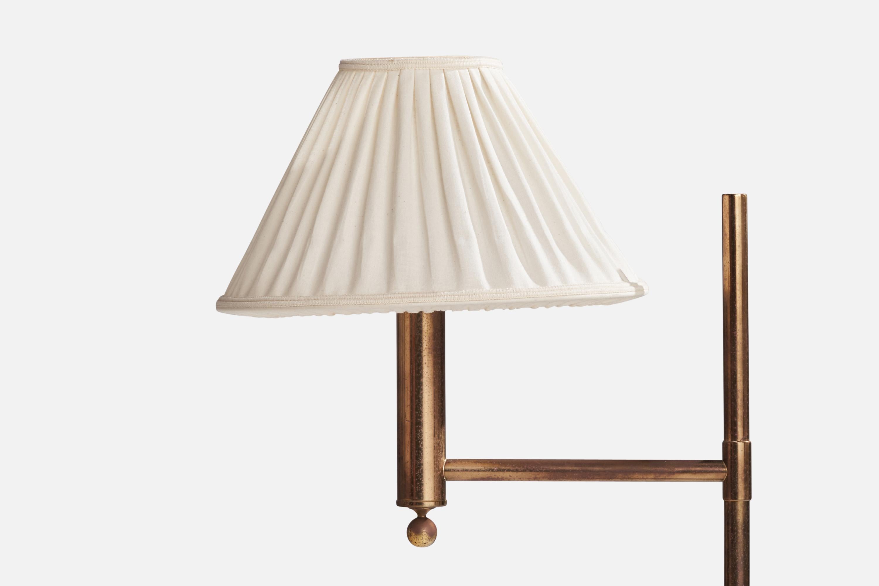 Late 20th Century Bergboms, Floor Lamps, Brass, Fabric, Sweden, 1970s For Sale