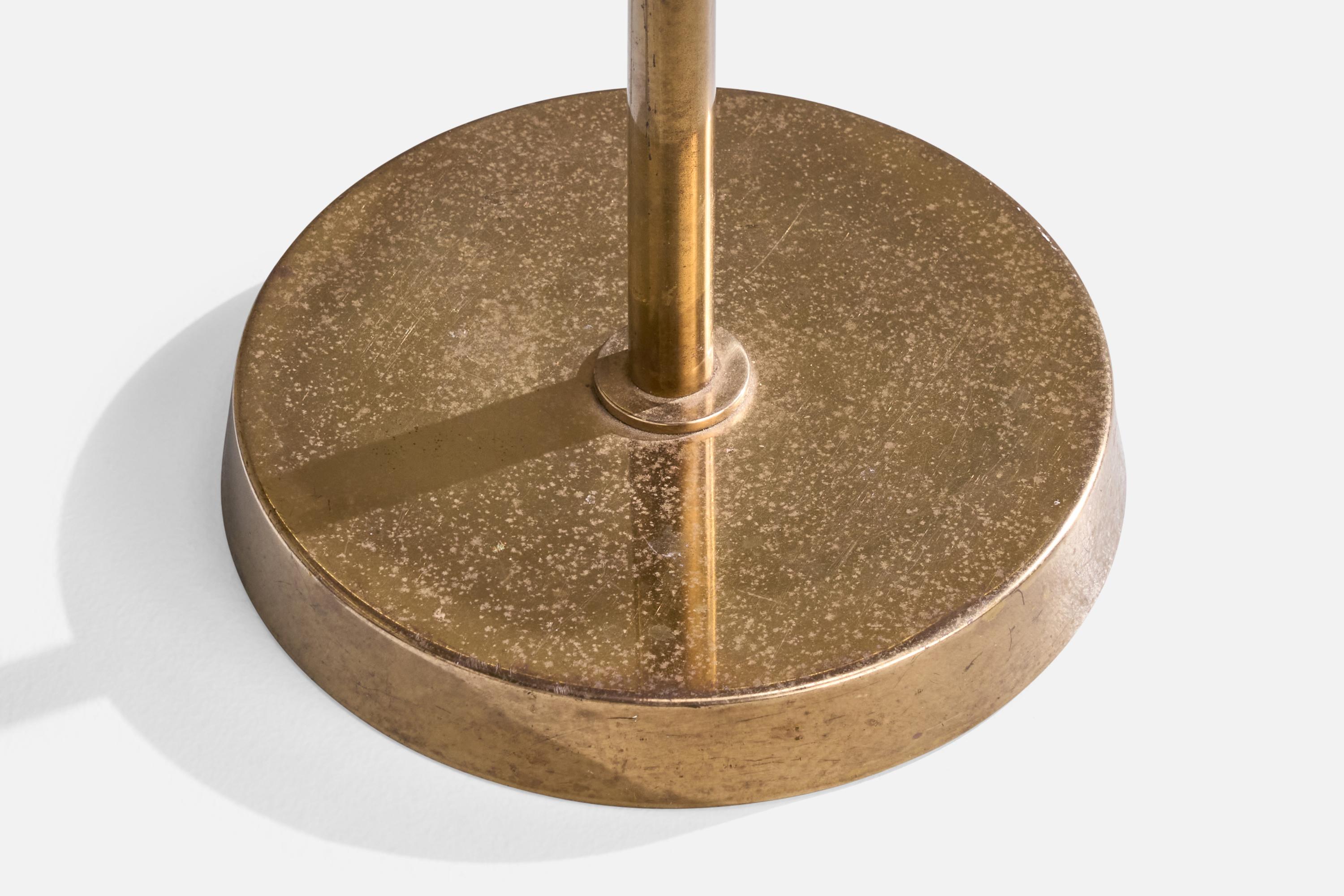 Bergboms, Floor Lamps, Brass, Fabric, Sweden, 1970s For Sale 1