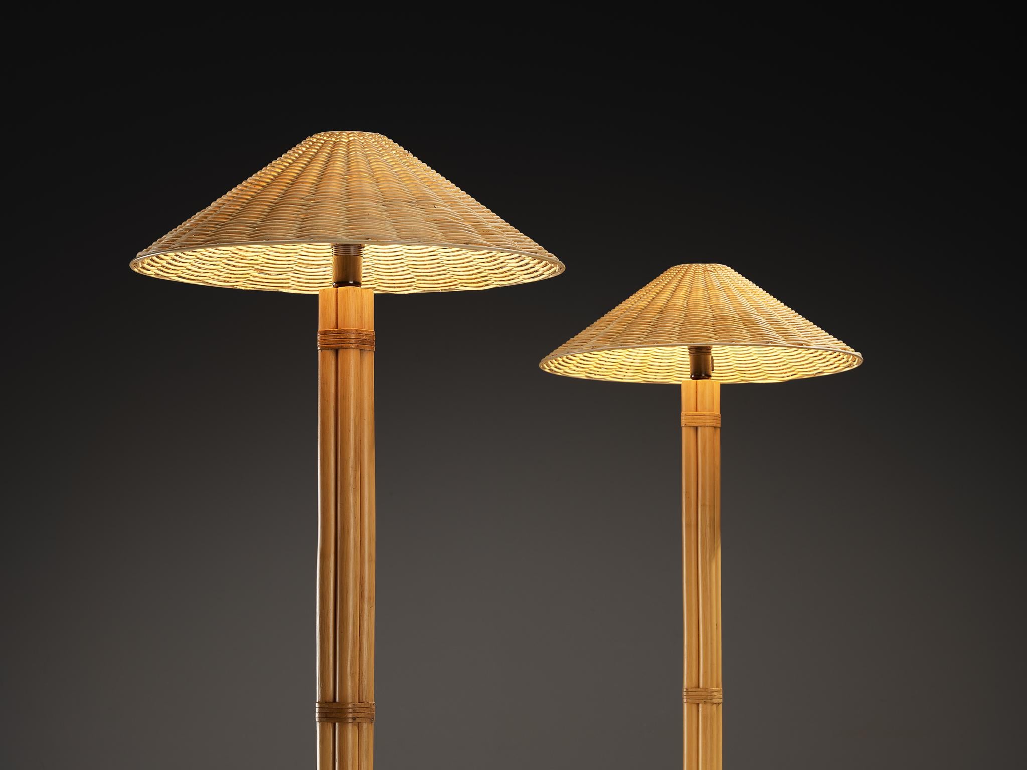 Mid-Century moderno Lampada da terra Bergboms 'G 105' in canna di bambù e ottone in vendita
