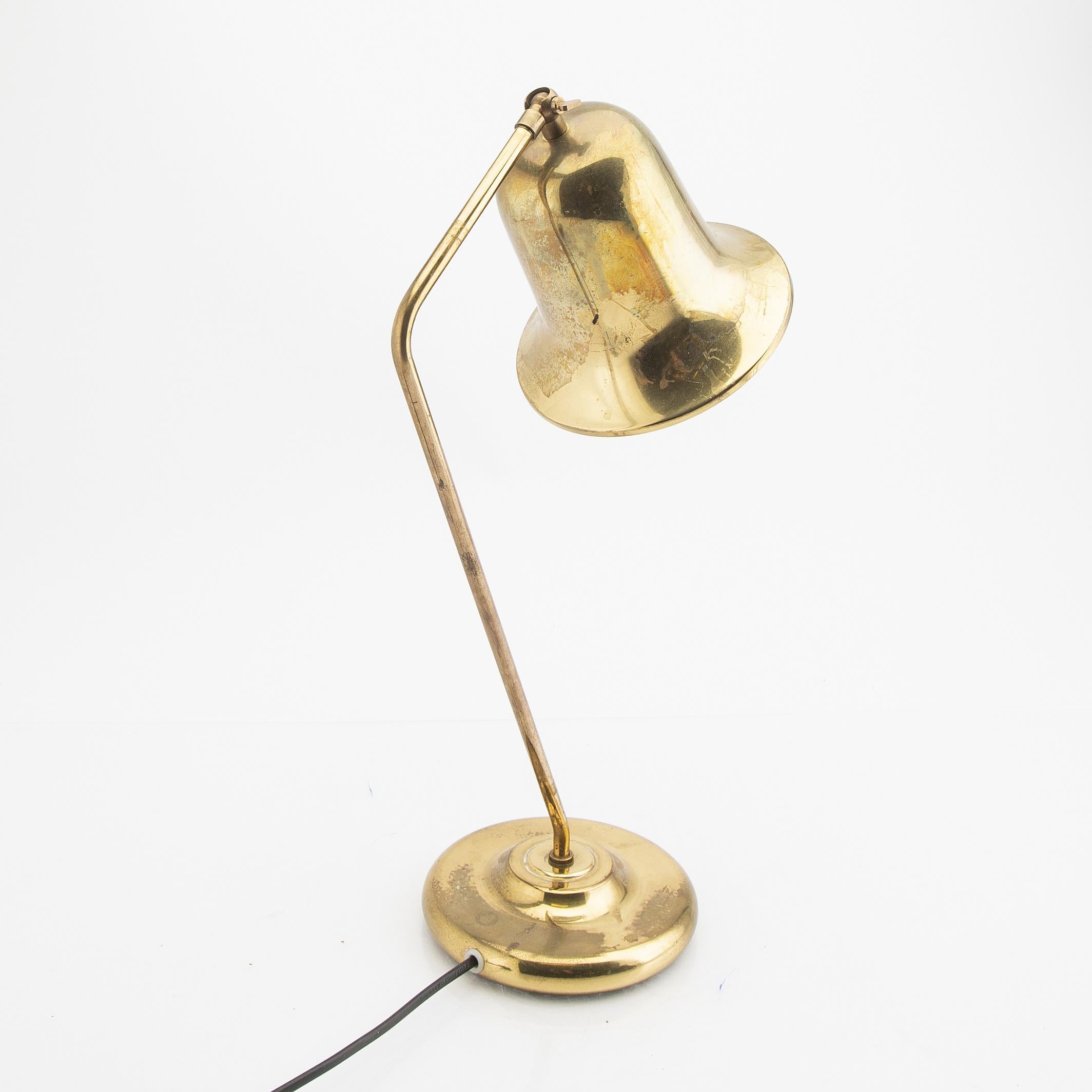 Brass Swedish lamp, possibly made by Bergboms. 1950s.