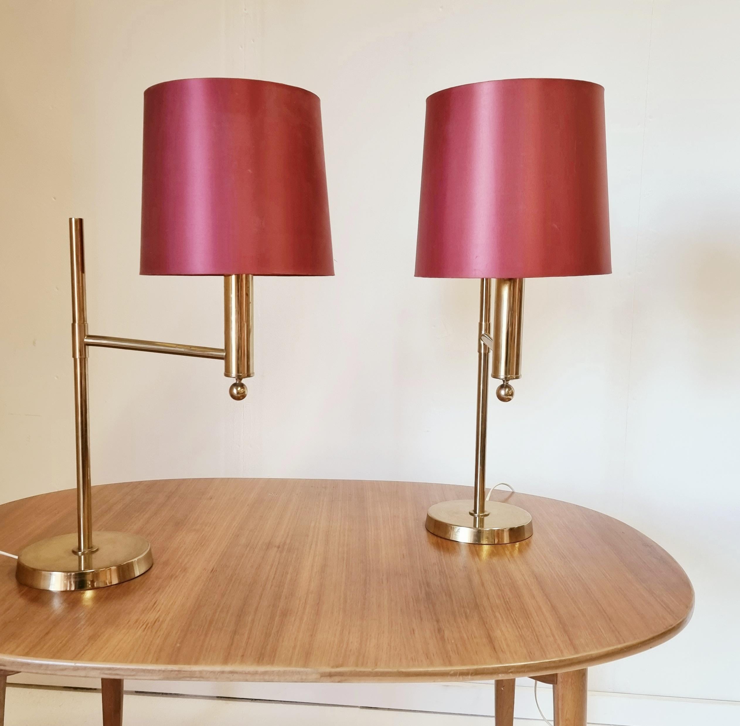 Bergboms, Pair of Brass Table Lamps 