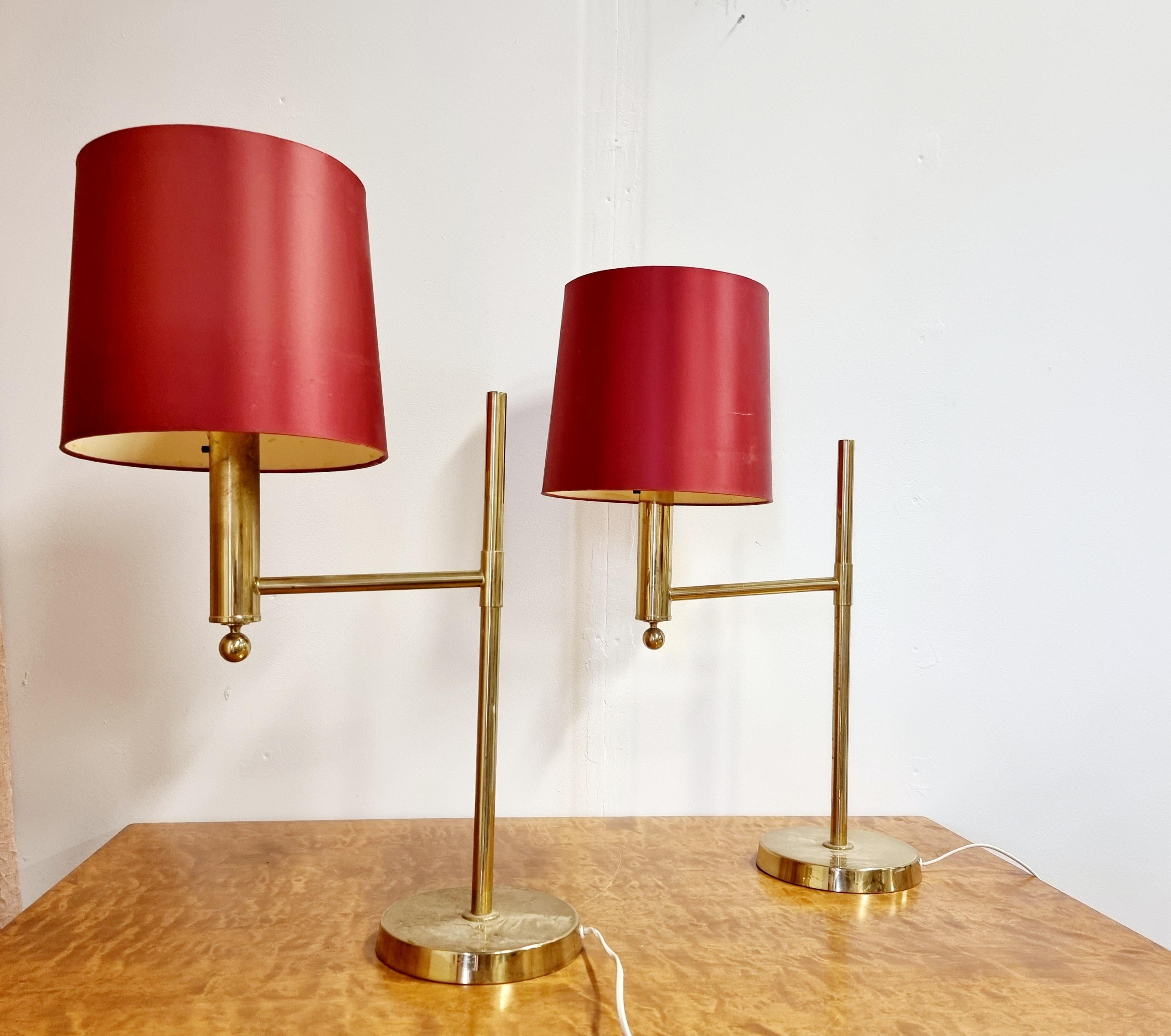 A pair of brass table lamps, modell 
