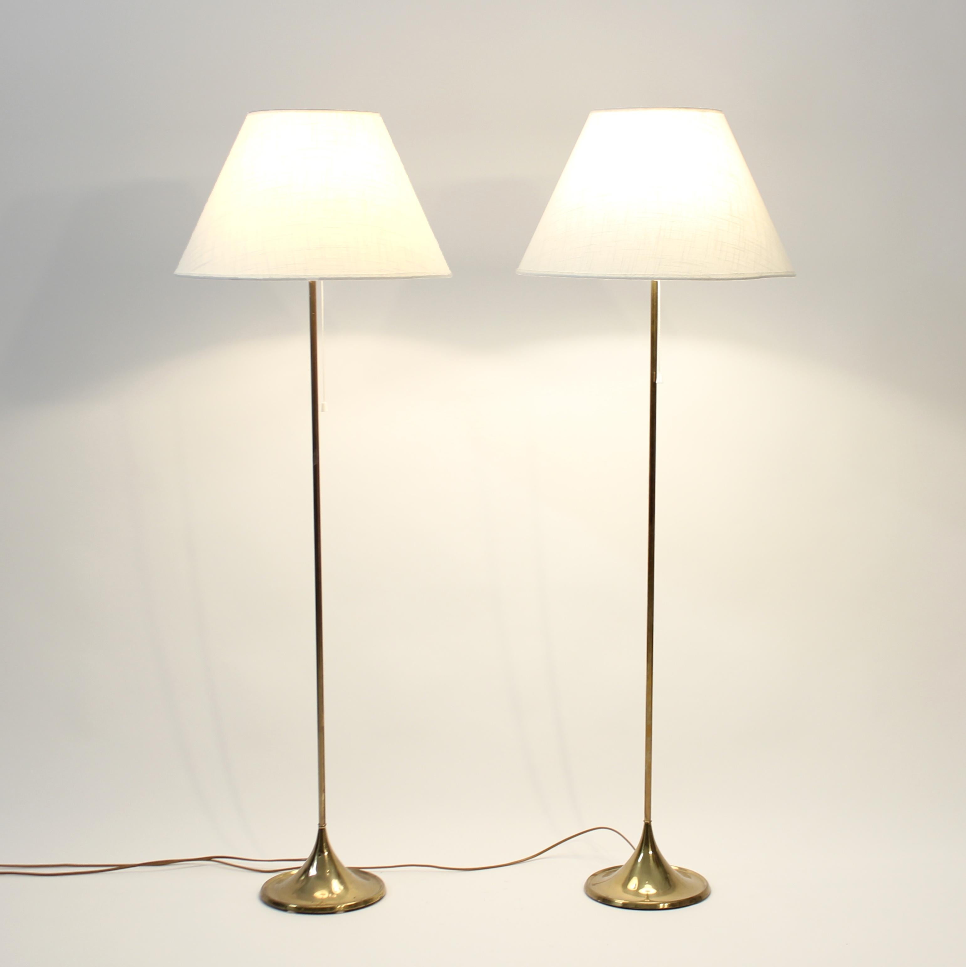 Swedish Bergboms, pair of G-025 floor lamps, 1960s For Sale