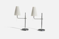Bergboms, Table Lamps, Chrome, Sweden, 1970s