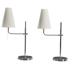 Bergboms, Pareja de Lámparas de Mesa, Cromo, Suecia, Años 70