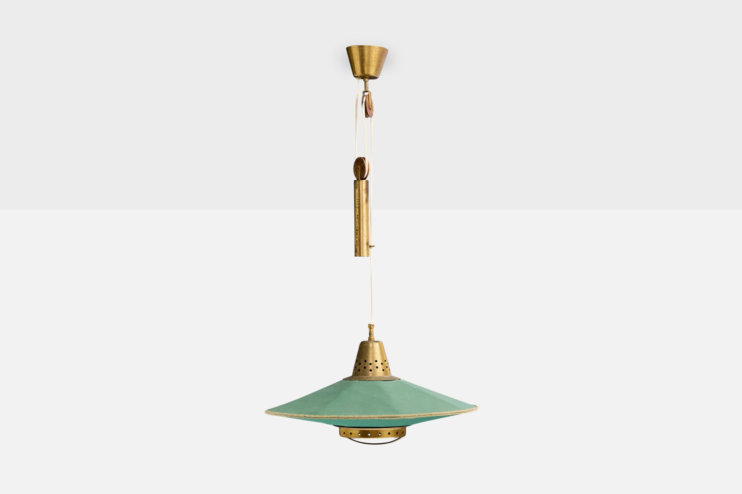 Mid-Century Modern Bergboms, lampe à suspension, laiton, Fabrice, Wood, Suède, années 1950 en vente