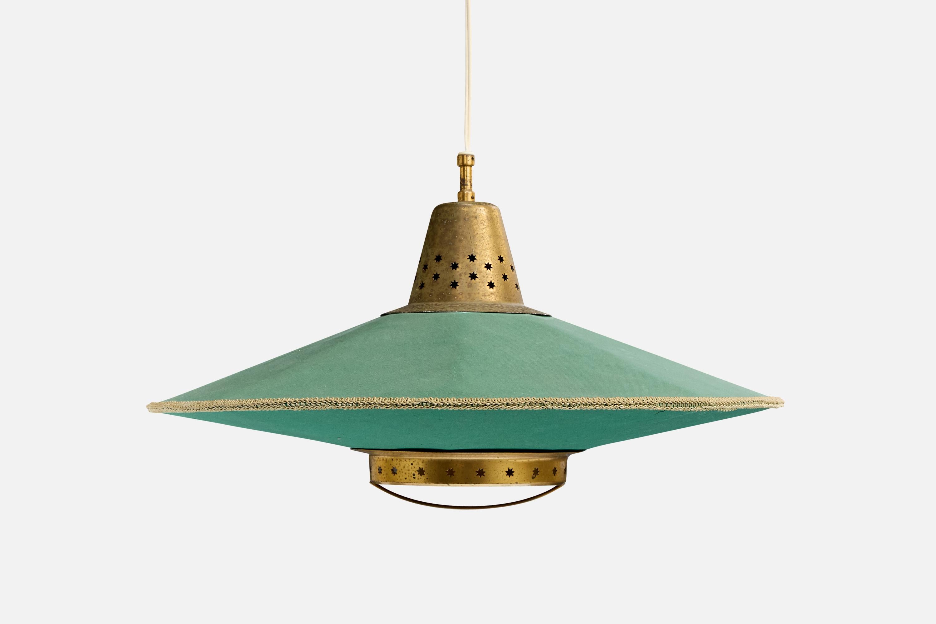 Bergboms, lampe à suspension, laiton, Fabrice, Wood, Suède, années 1950 État moyen - En vente à High Point, NC