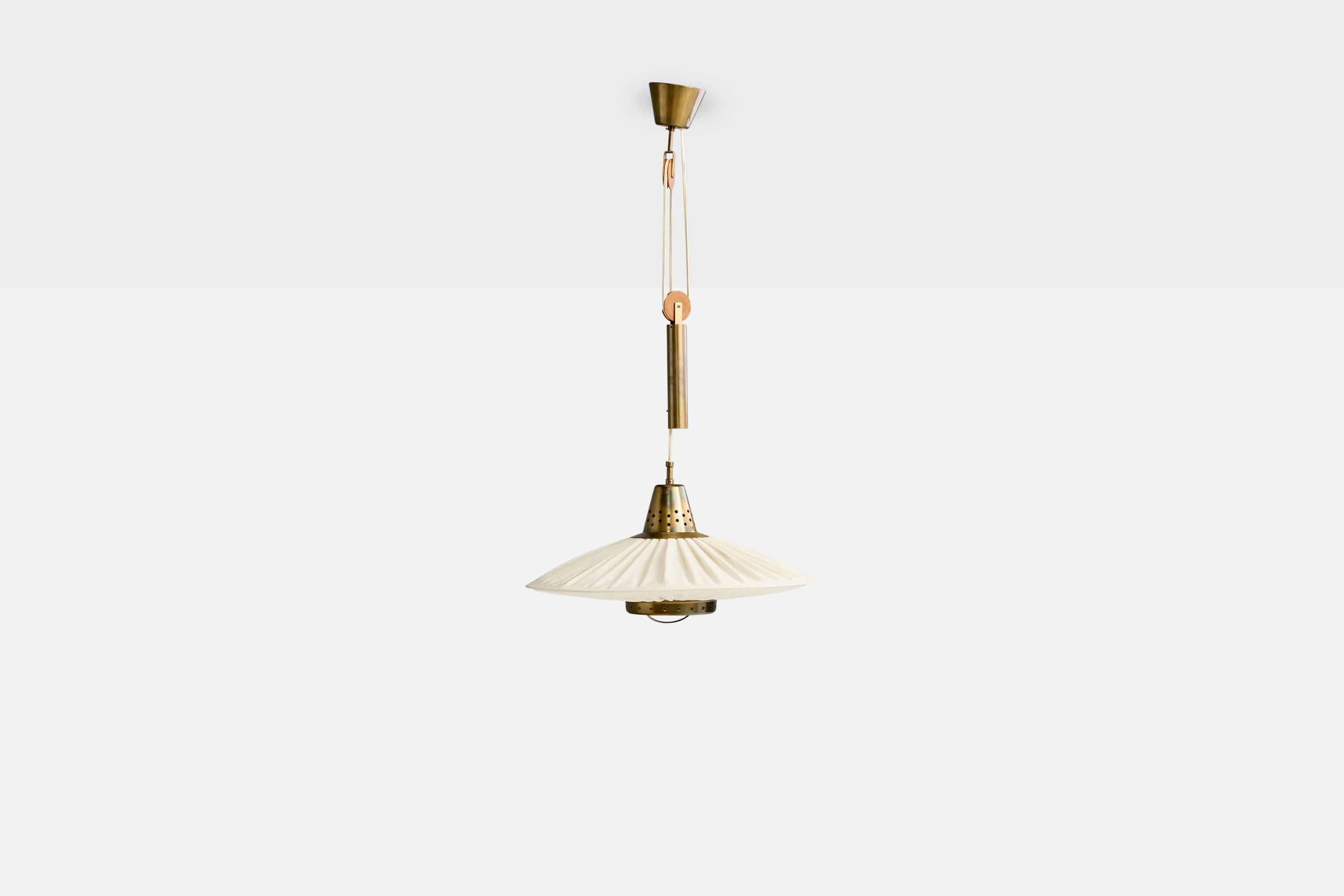 Milieu du XXe siècle Bergboms, lampe à suspension, laiton, Fabrice, Wood, Suède, années 1950 en vente